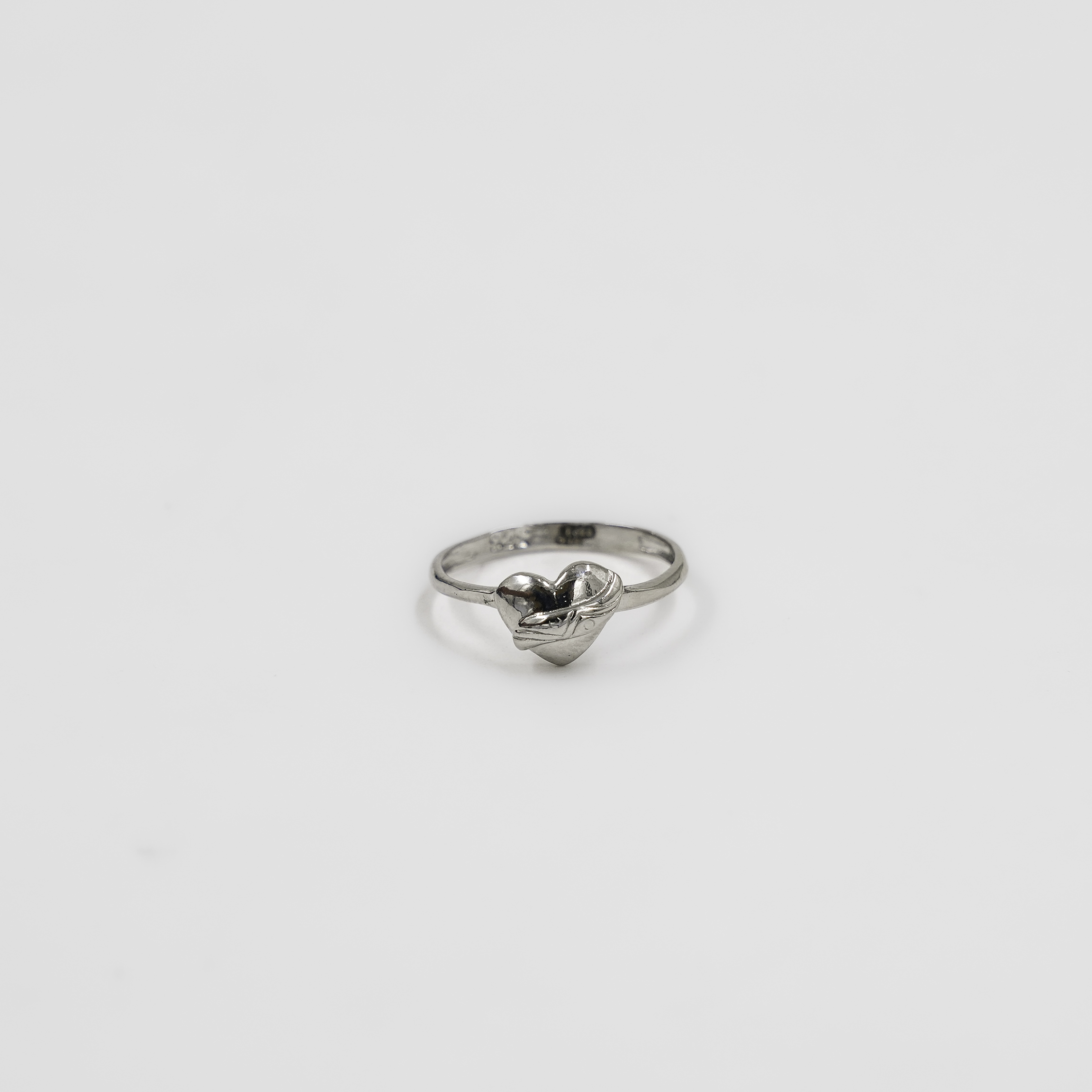 Silver Heart Shaped Ring Detailed