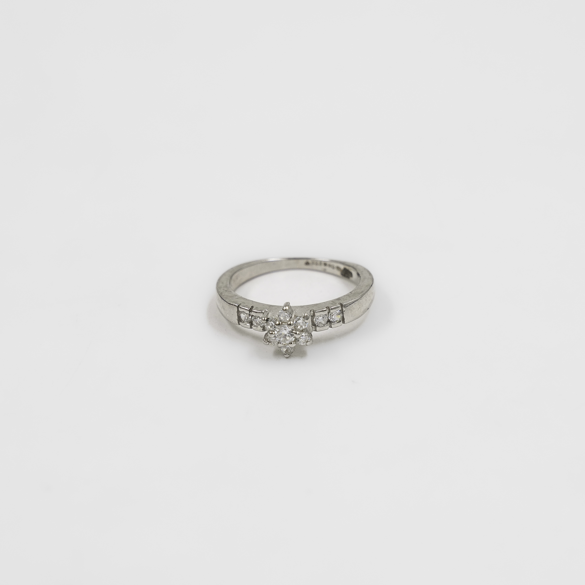 Classic Silver Diamond Floral Ring