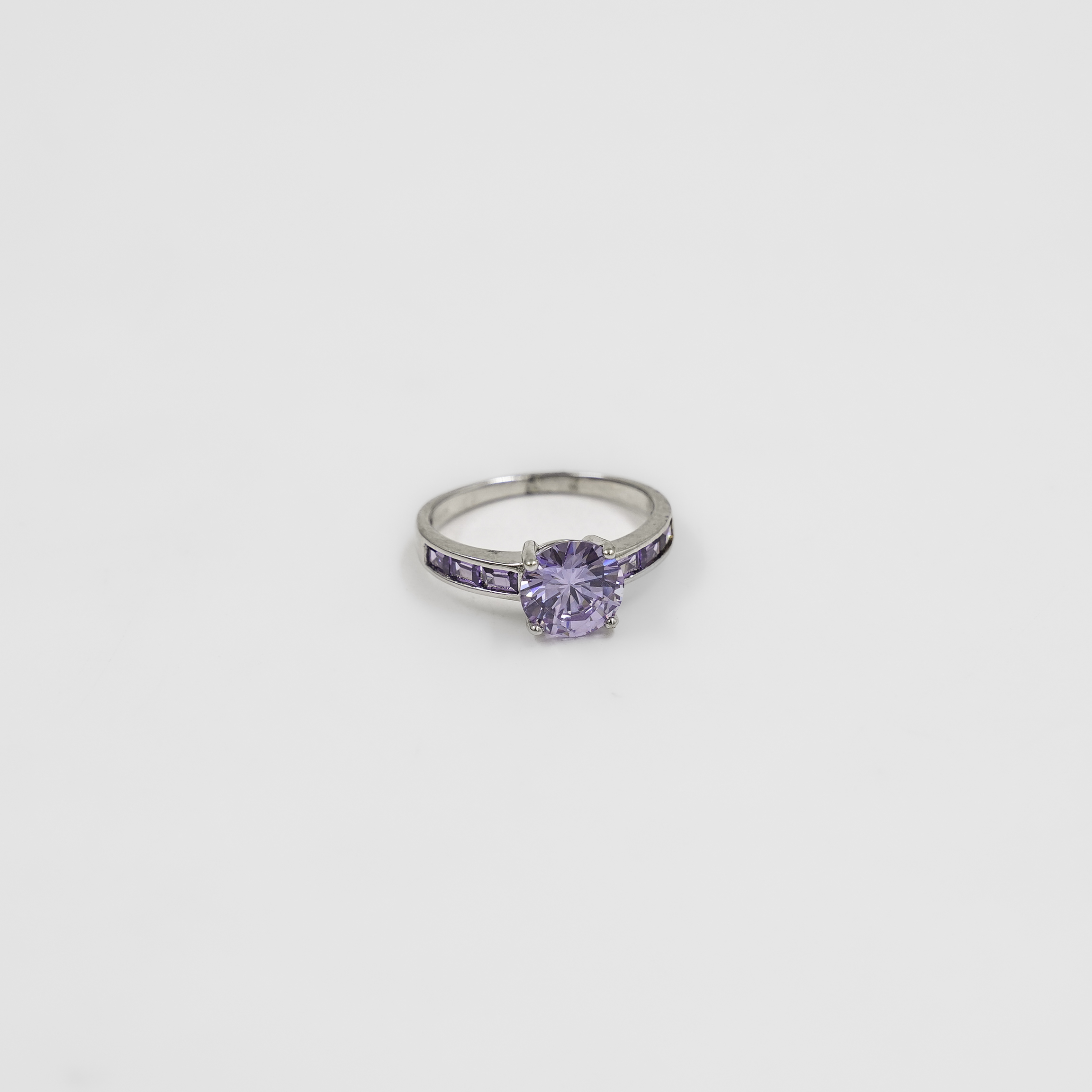 Elegant Silver Ring With Purple Stone
