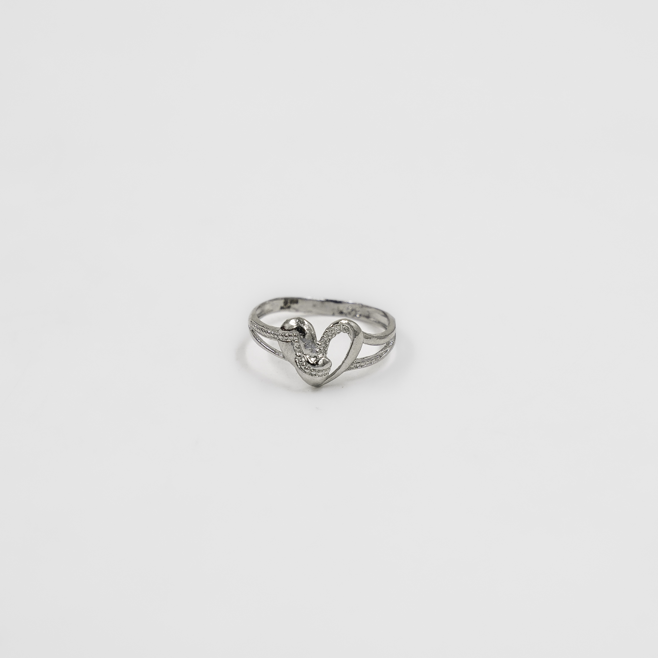 Elegant Silver Heart Ring With Sparkling