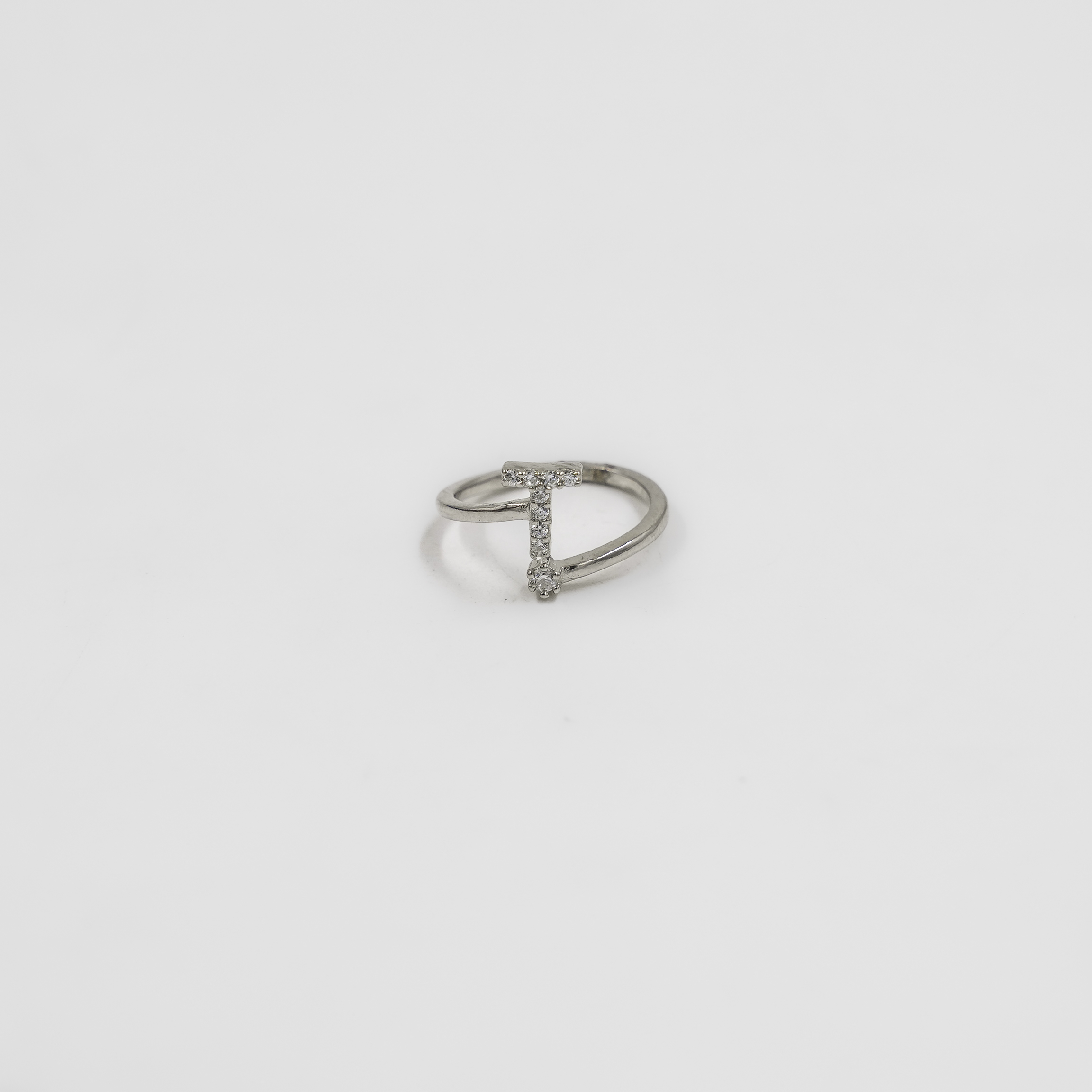 Elegant Silver Initial T Ring
