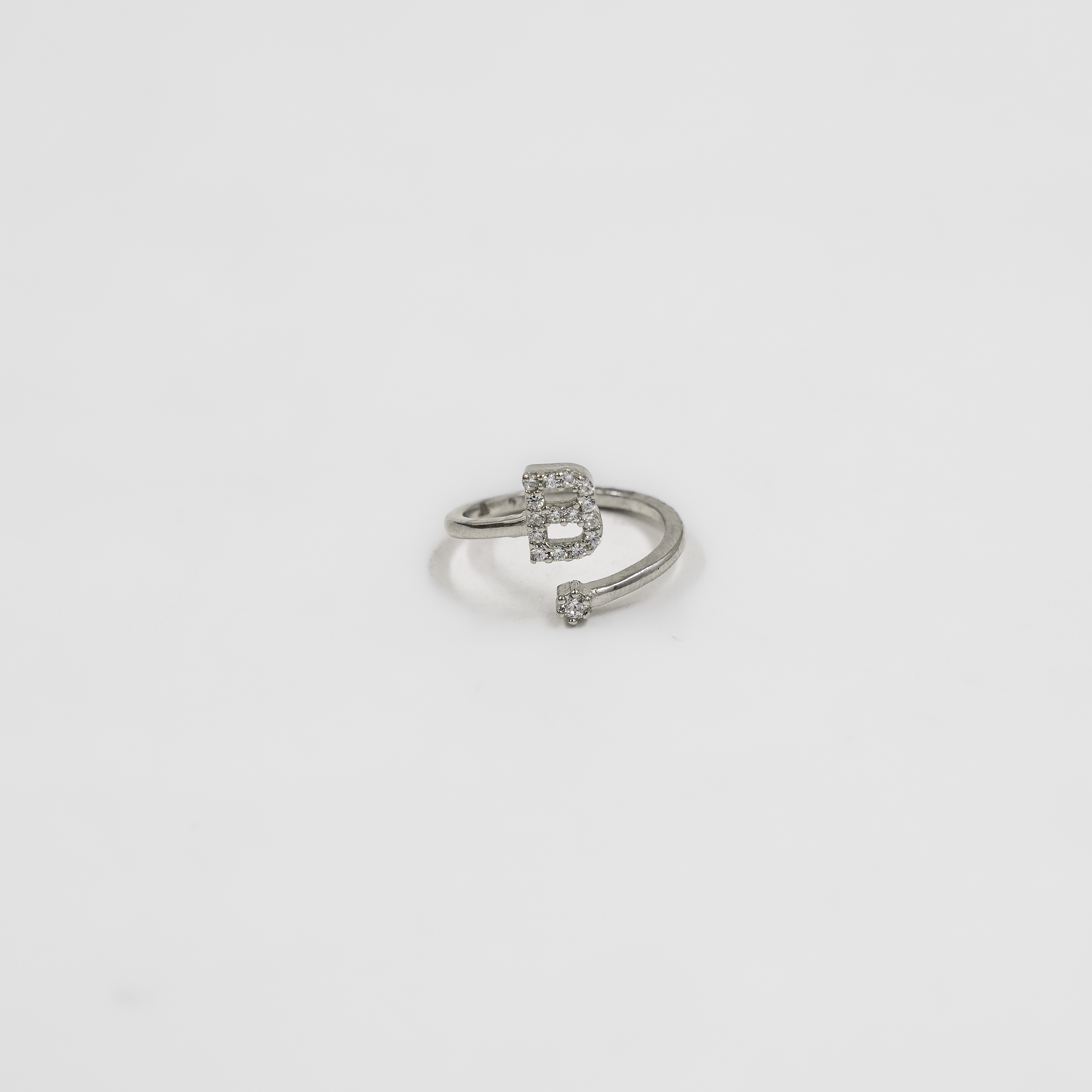 Elegant Silver Initial B Letter Ring