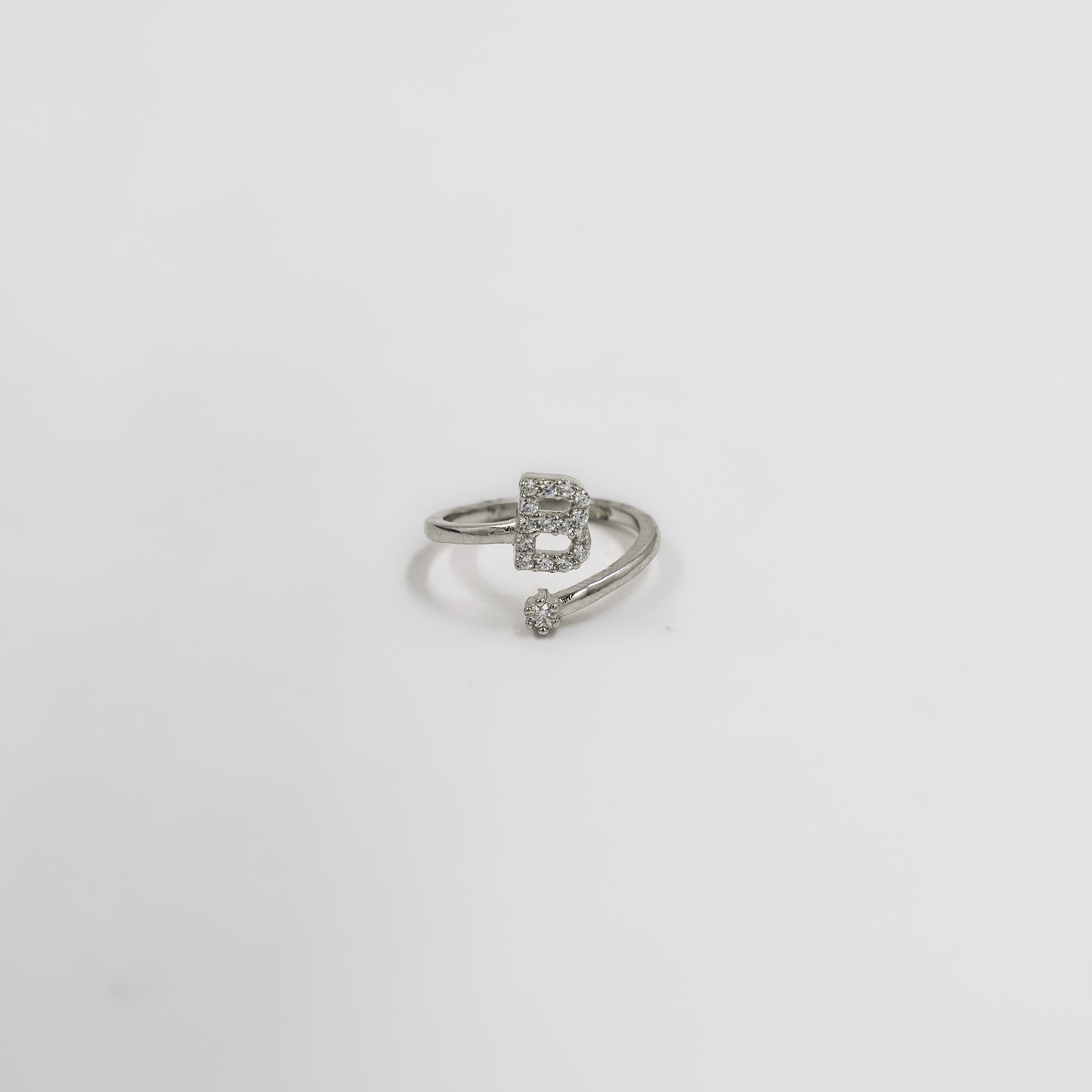 Elegant Silver Letter B Initial Ring