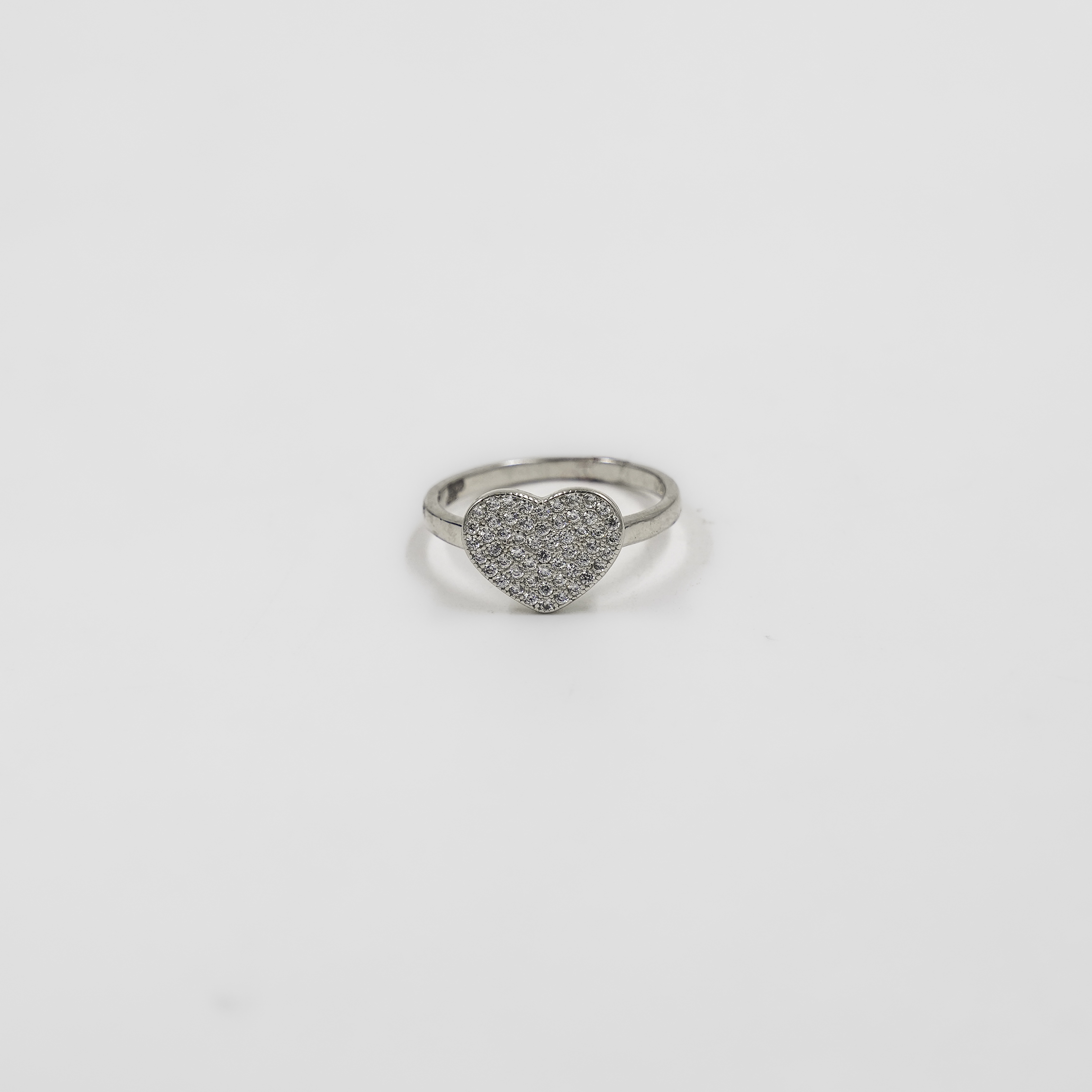 Elegant Silver Heart Shape Ring Pave