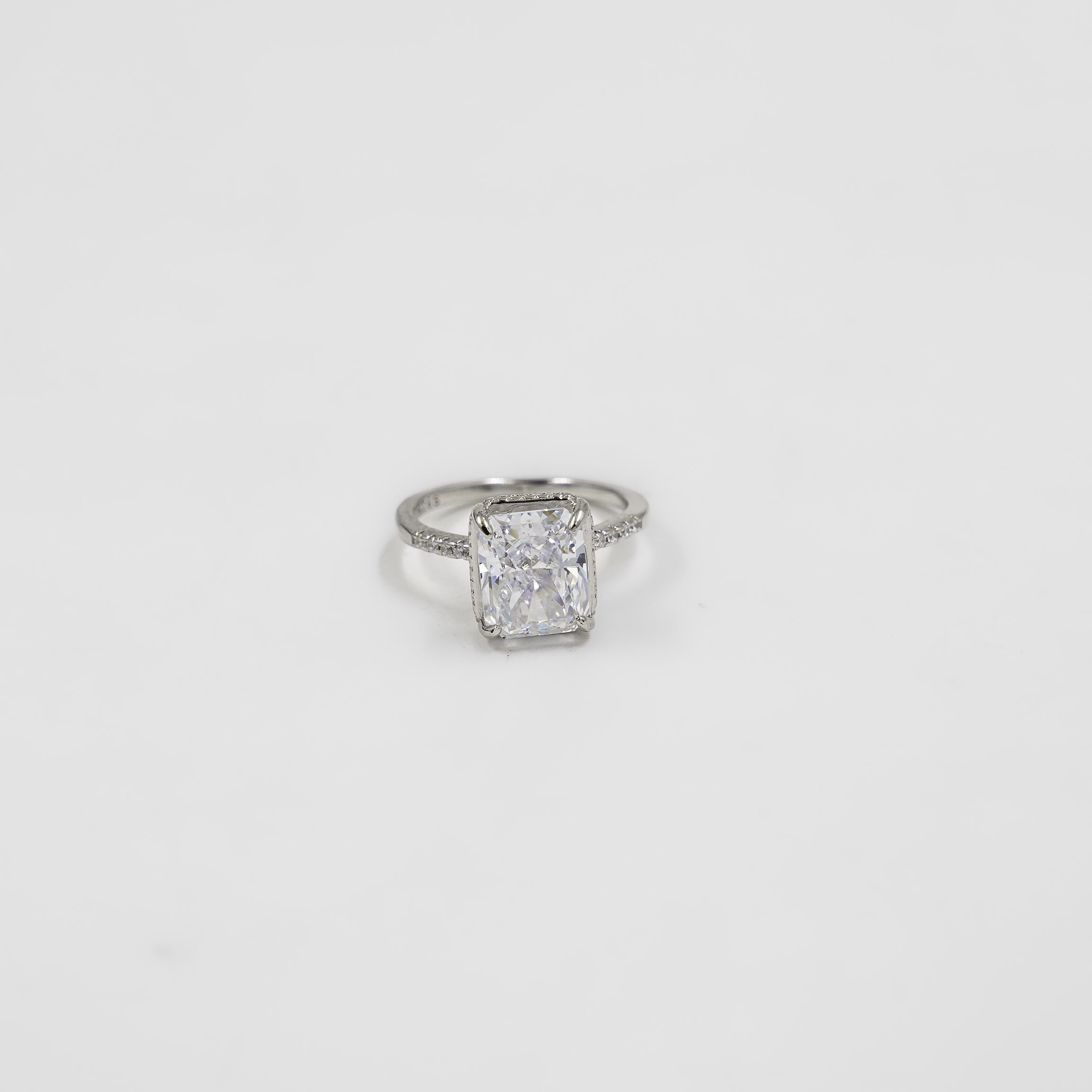 Sparkling Silver Rectangular Cut Ring