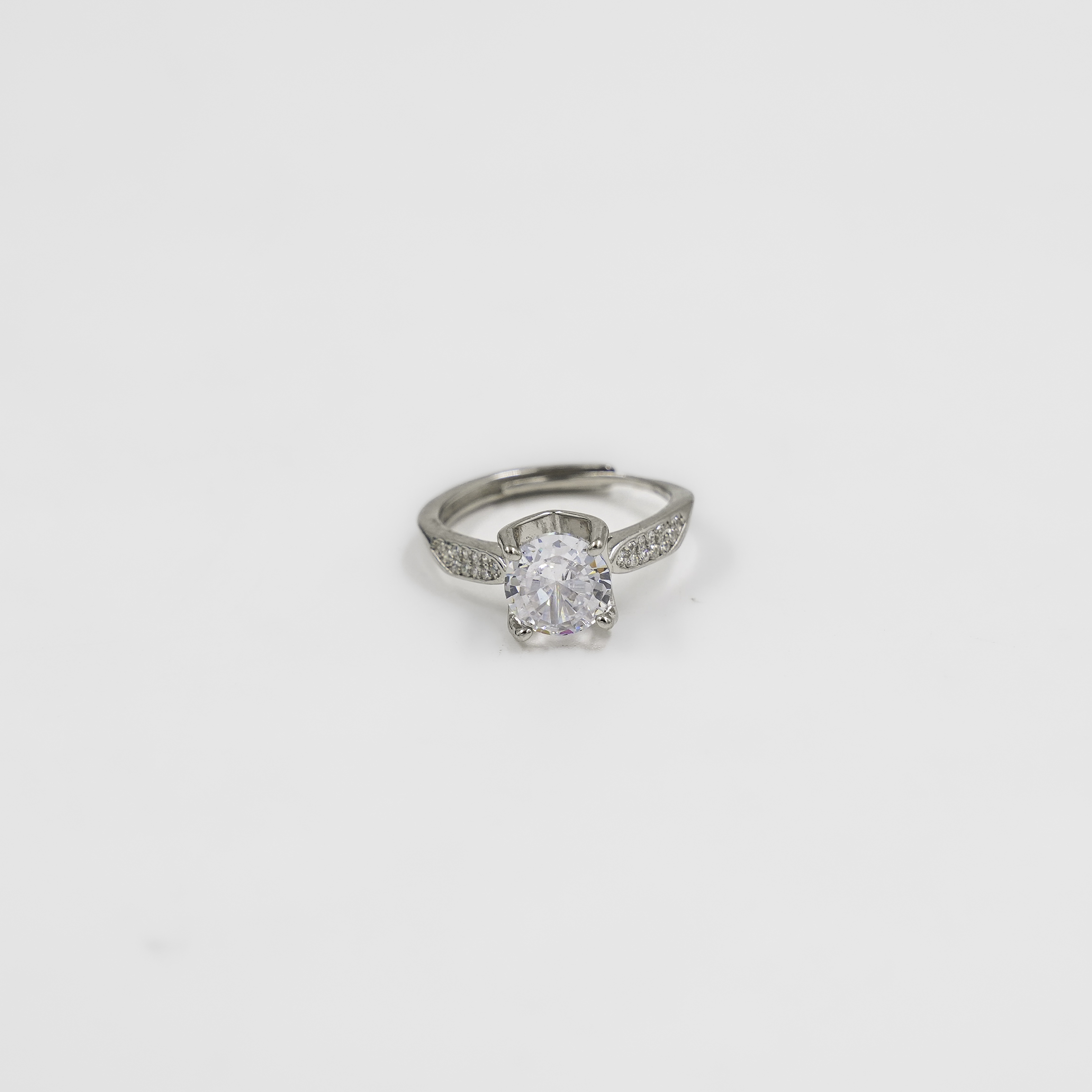 Elegant Silver Adjustable Ring Embellished