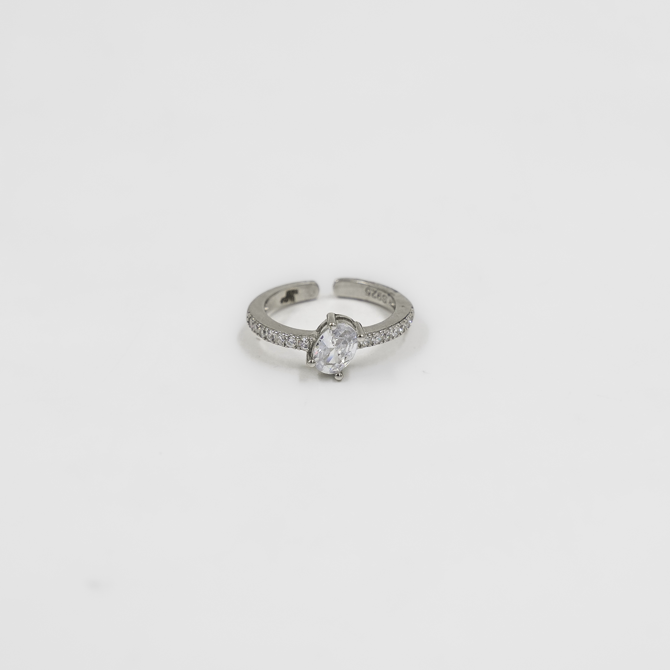 Generic Sterling Silver White Stone Adjustable