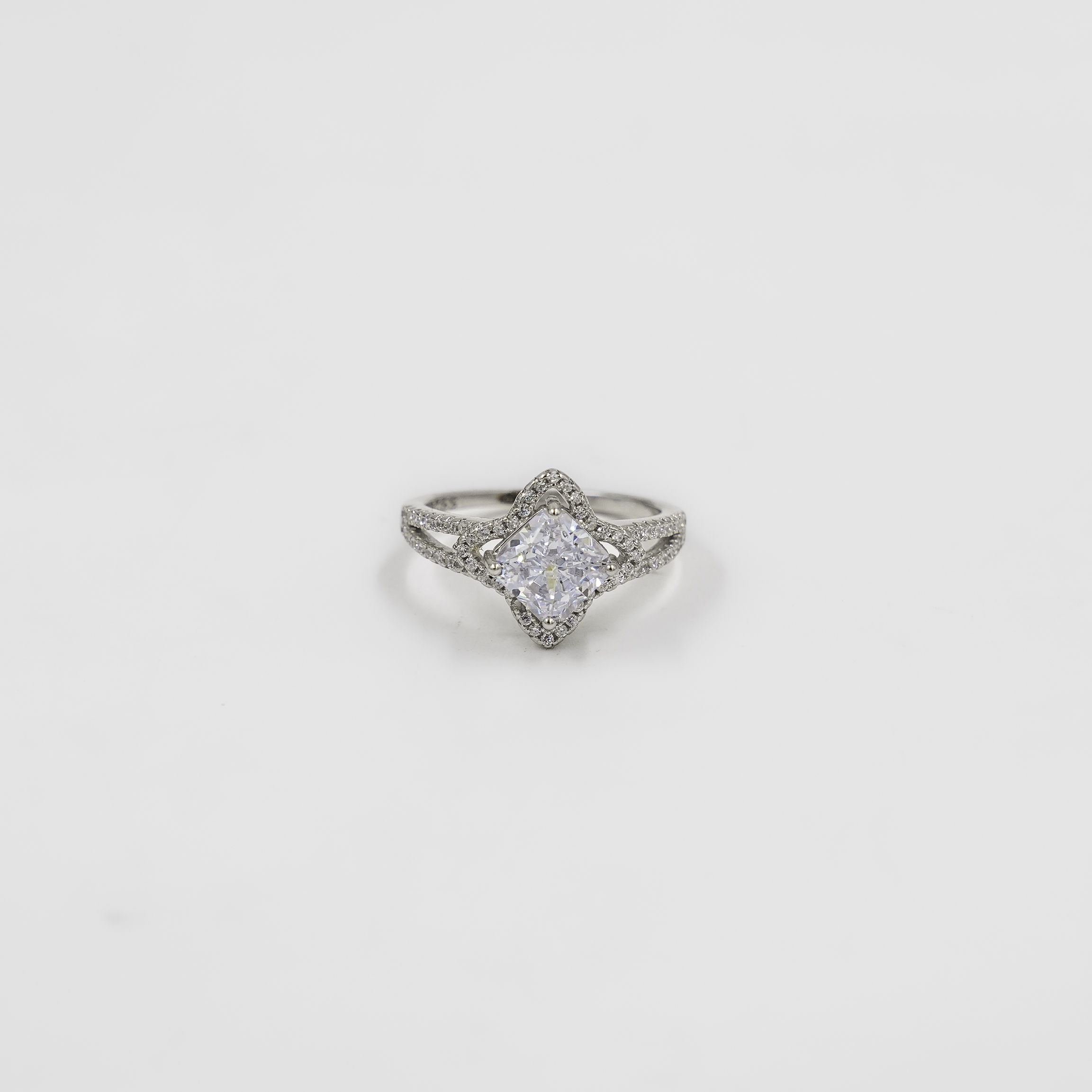 Elegant Silver Princess Cut Cubic Zirconia