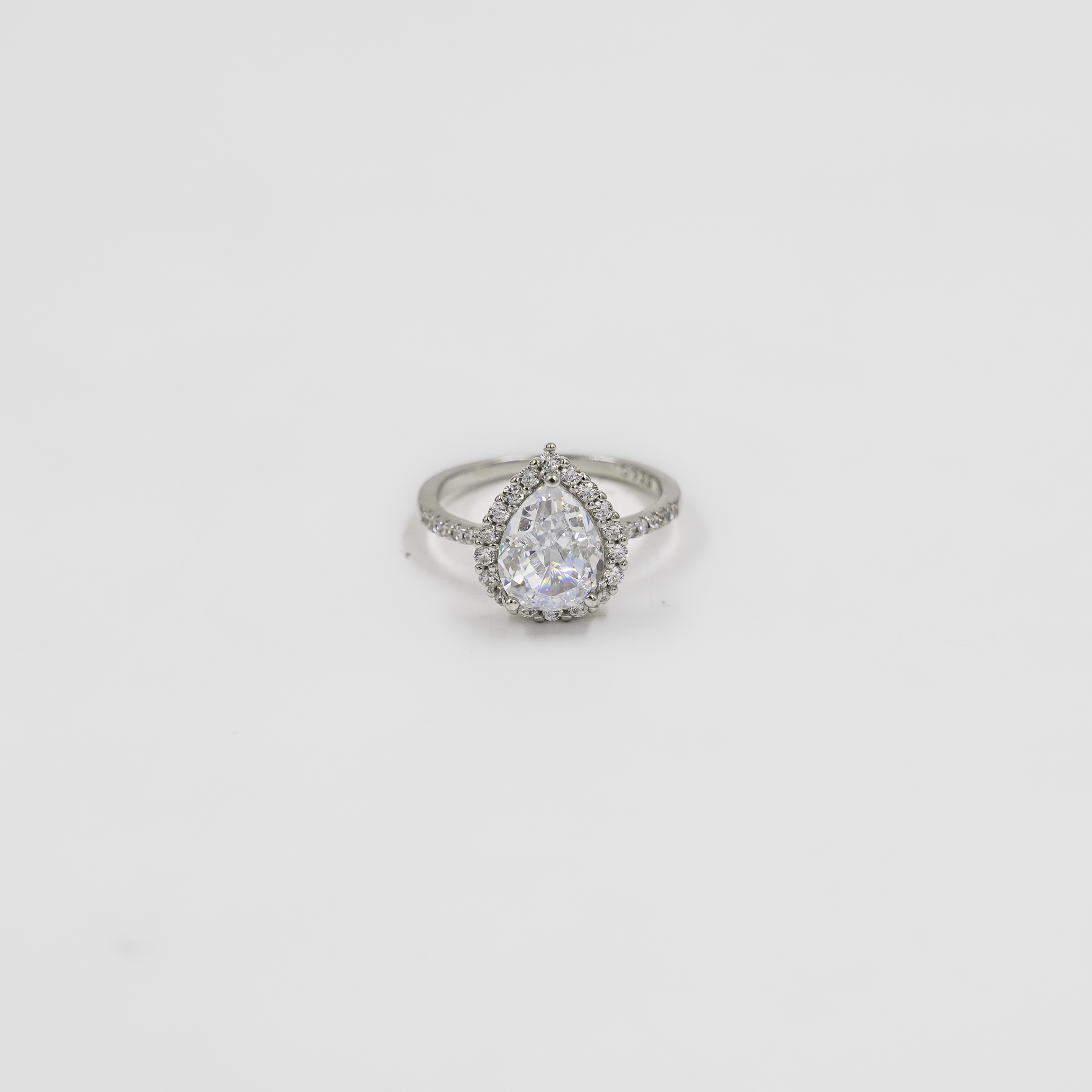 Elegant Sterling Silver Ring With Pear