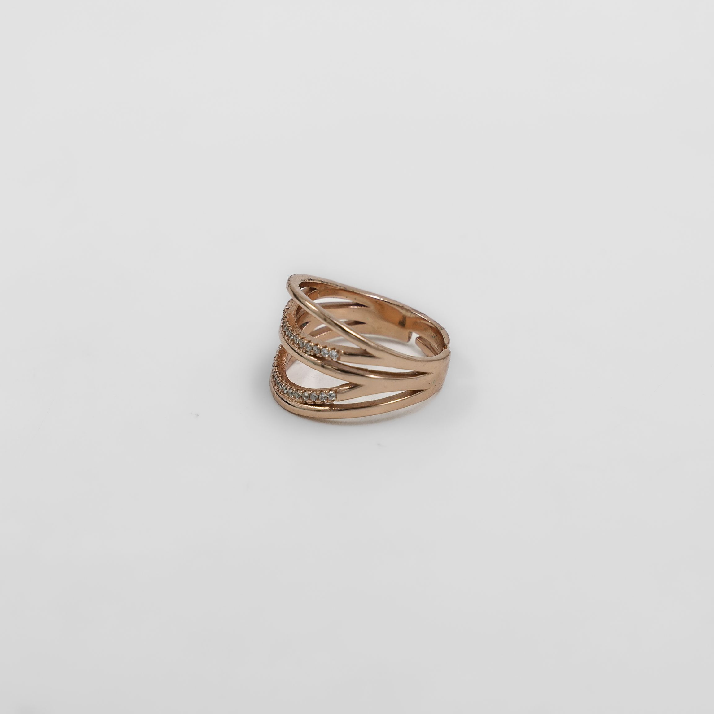 Elegant Silver Rose Gold Polish Ring