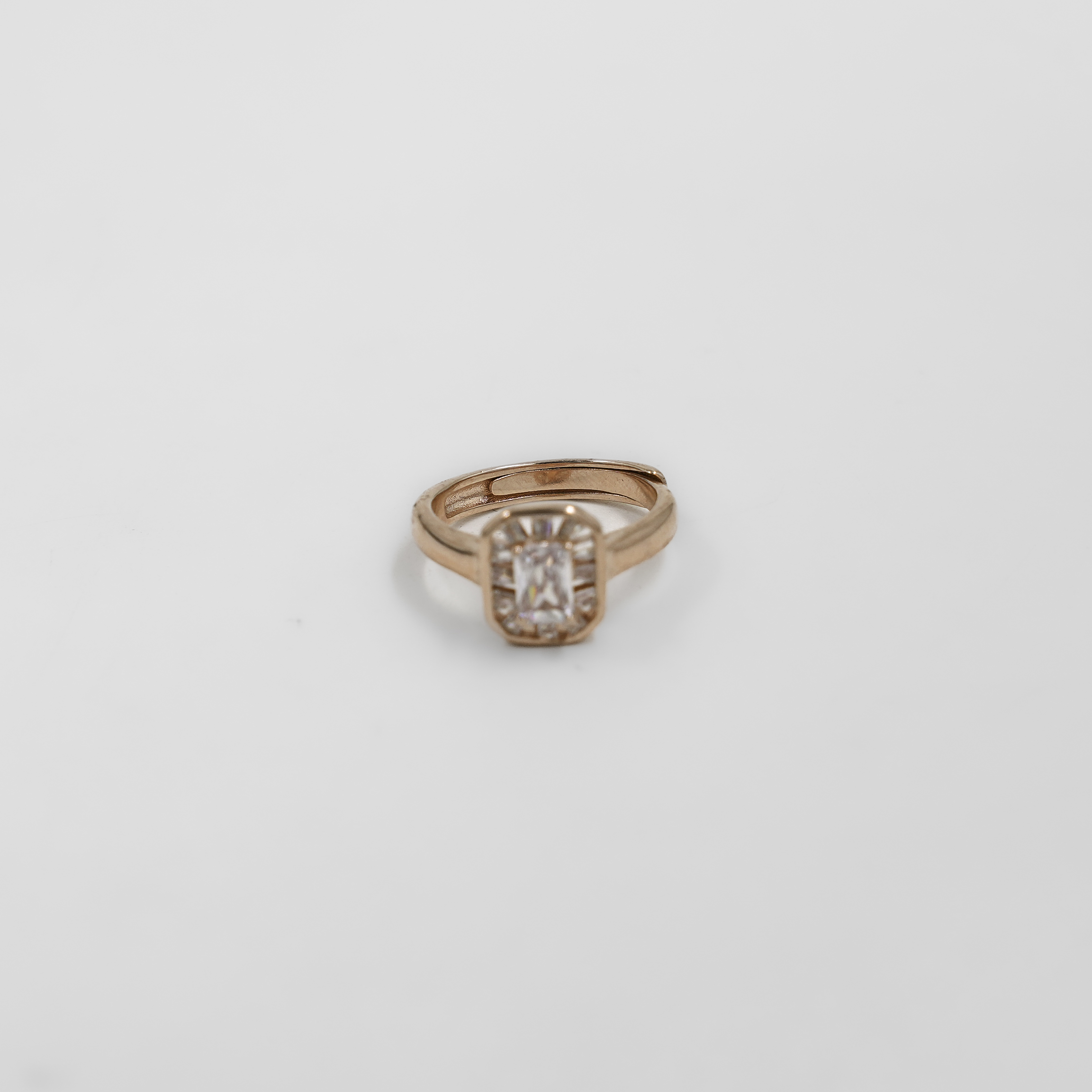 Elegant Silver Rose Gold Polished Silver Adjustable Ring