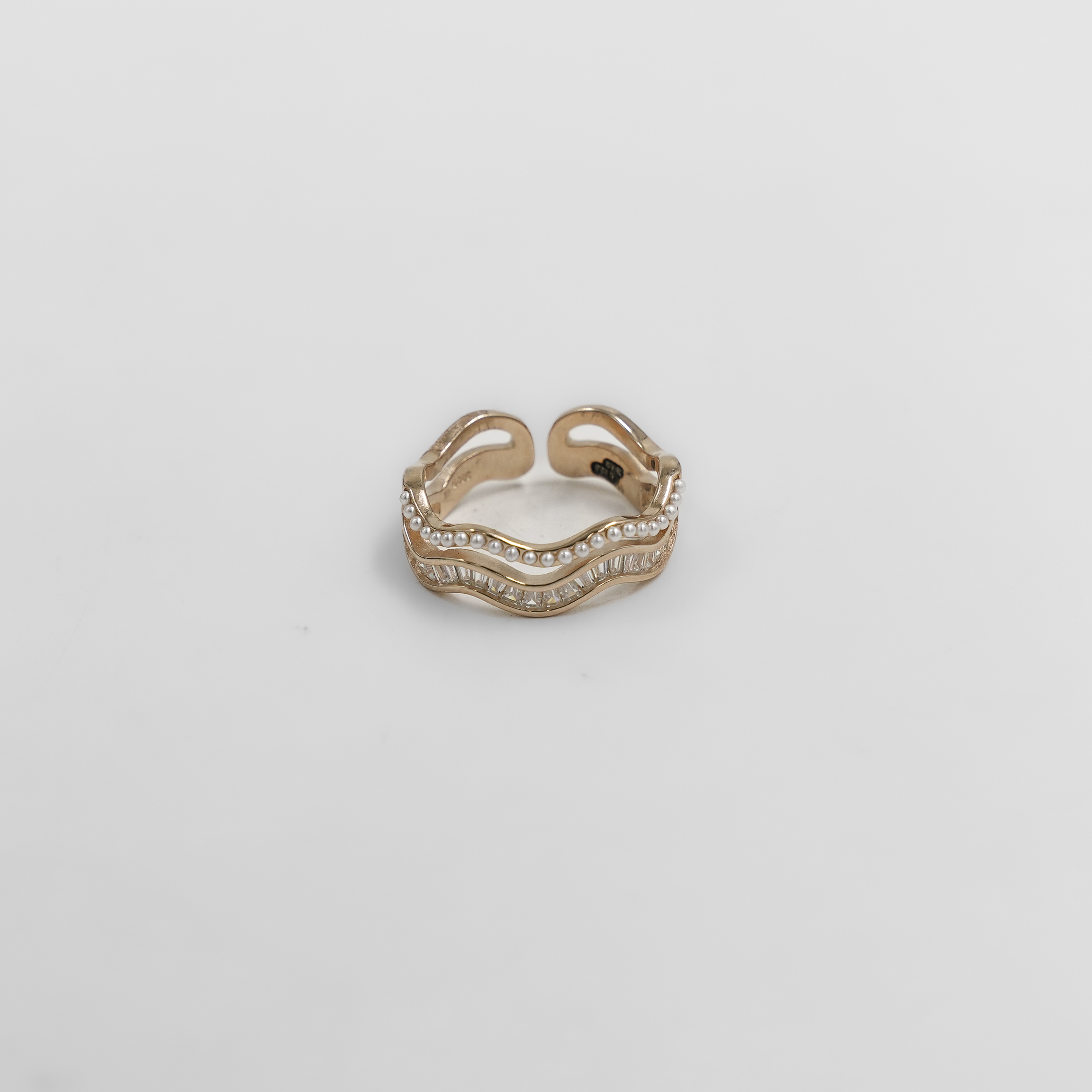 Elegant Silver Rose Gold Polished Silver Open Ring