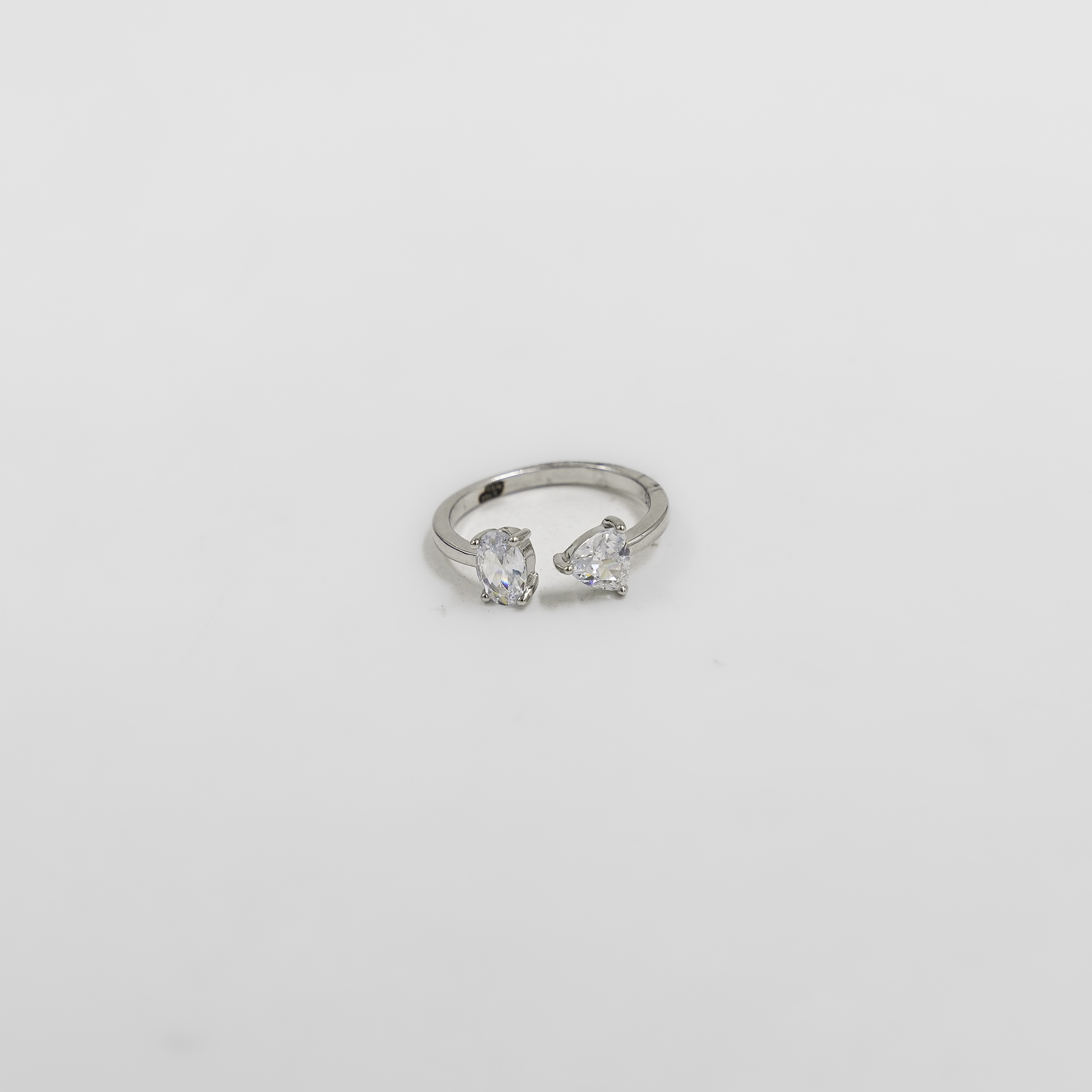 Ornate Silver Stone Embellished Fashion Ring