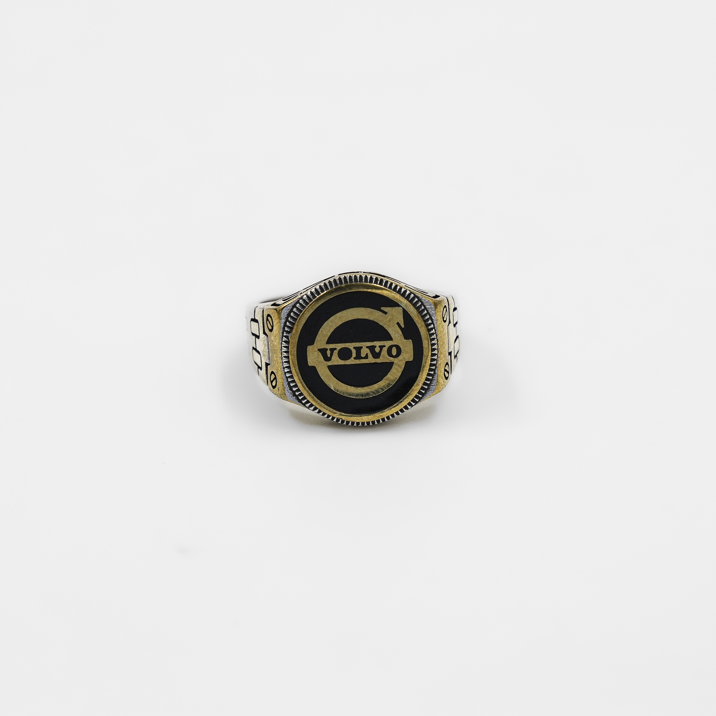 Elegant Silver Volvo Emblem Signet Ring