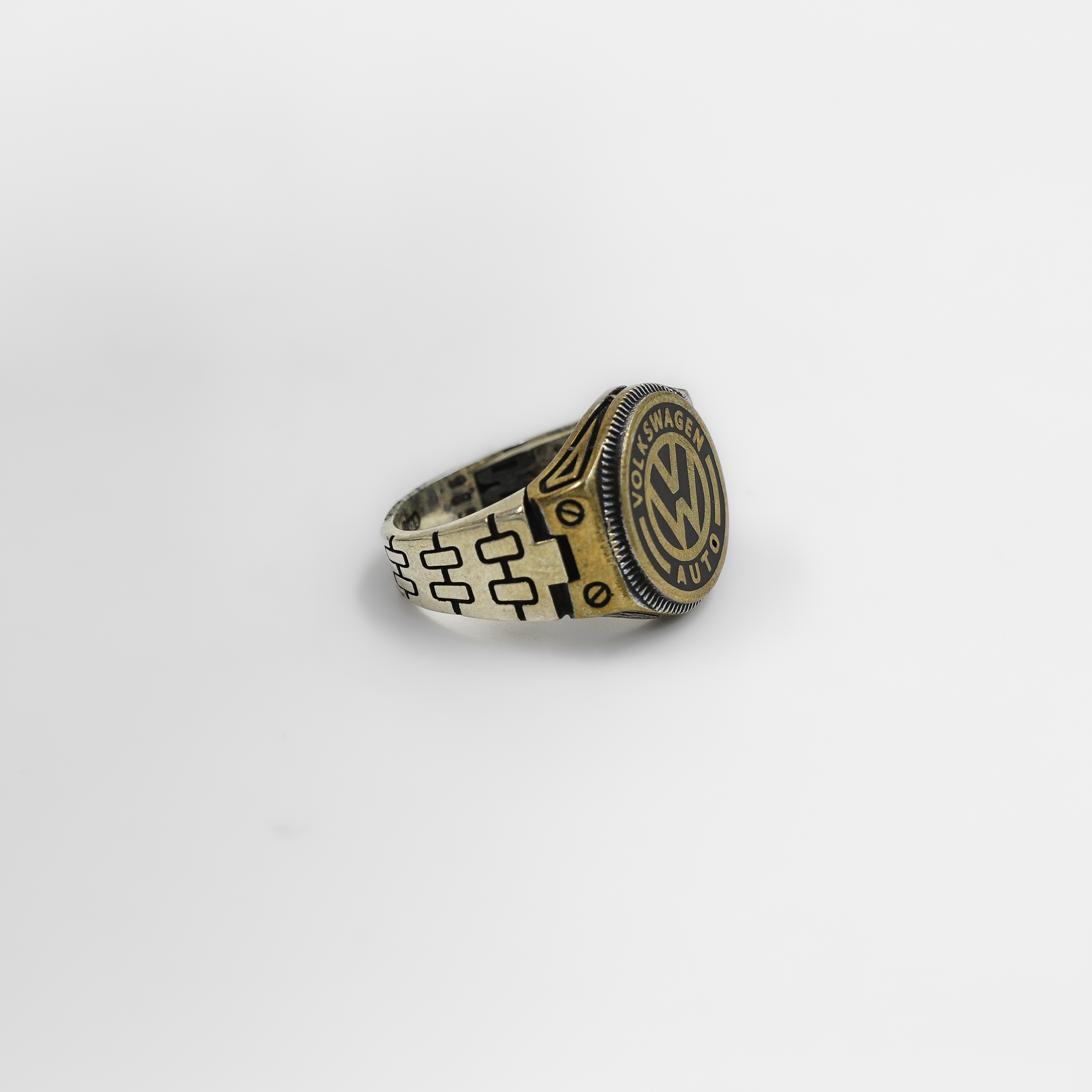 Raag Silver Jewellery - Volkswagen Gold Polished Silver Silver Ring Auto