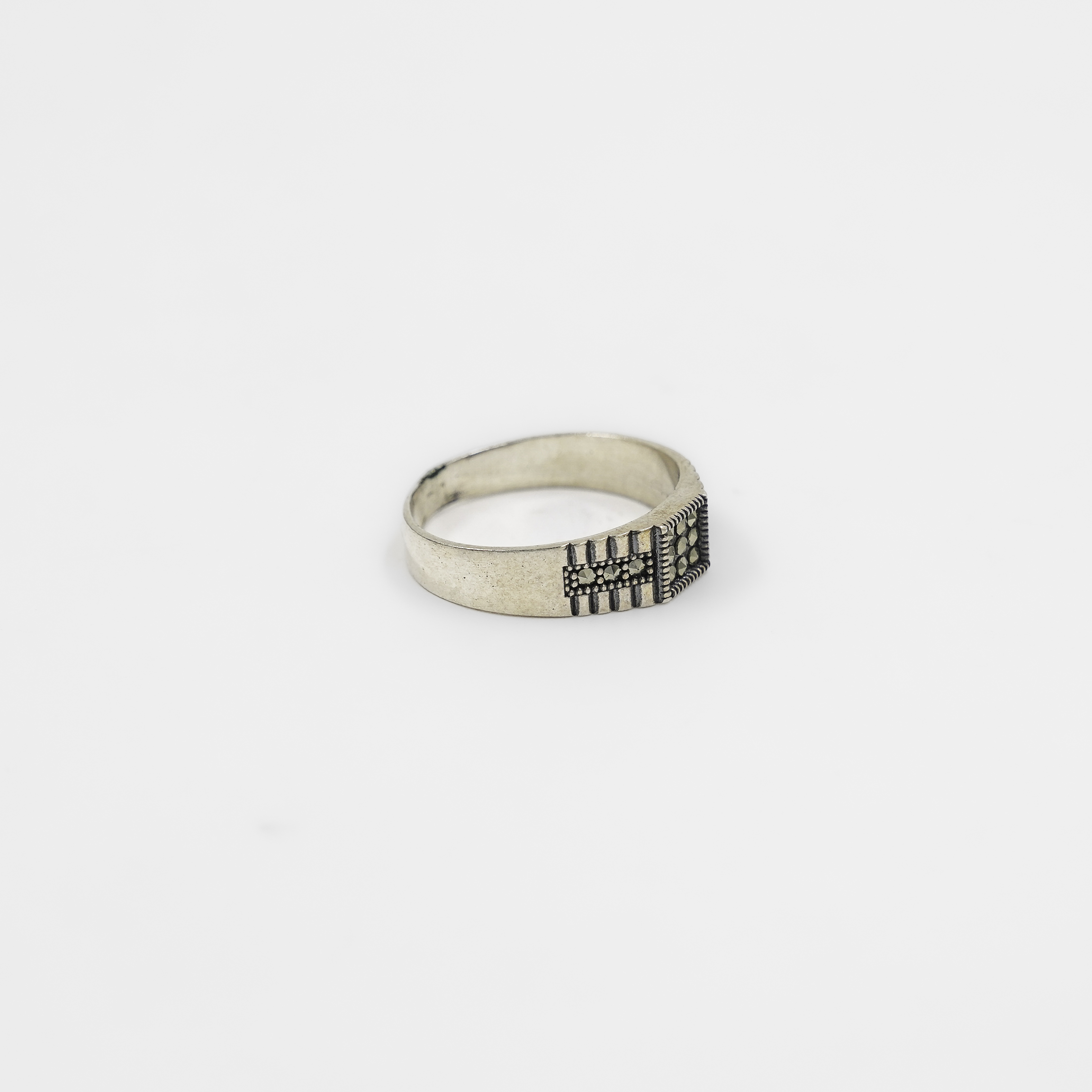 Raag Silver Jewellery - Classic Silver Marcasite Embellished Ring Band