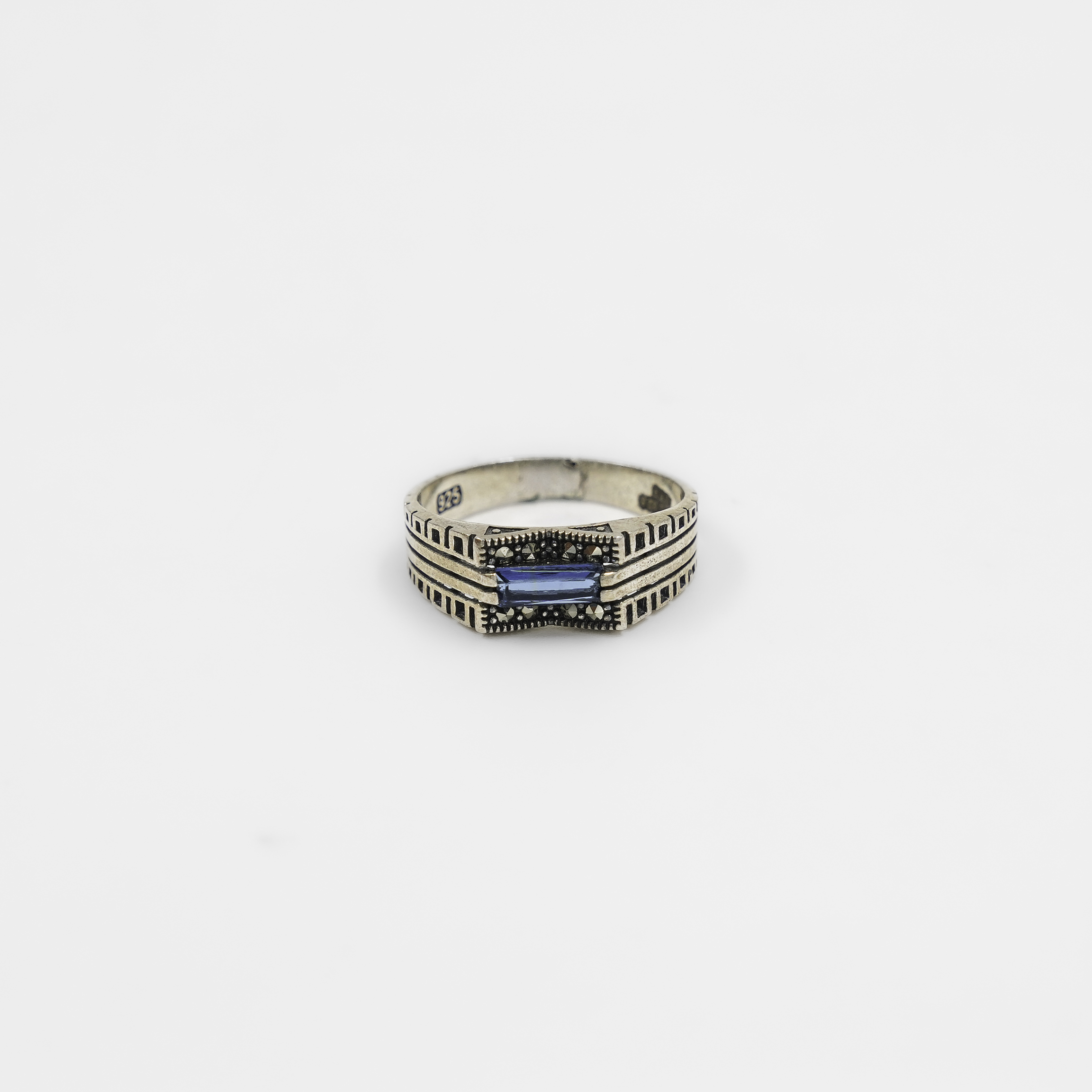 Artisan Silver Ring Blue Stone Geometric