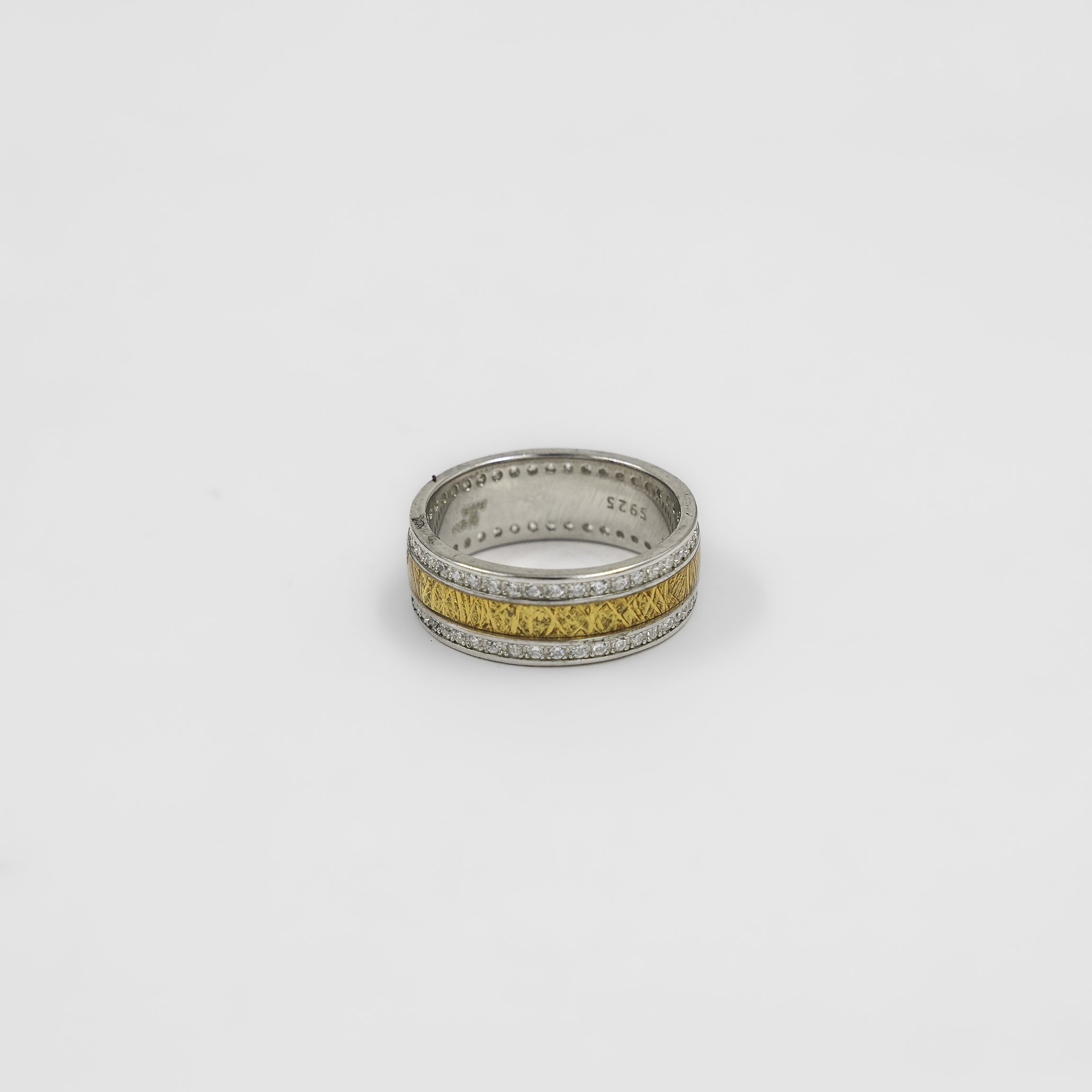 Silver Textured Band Ring Gold Polished Silver