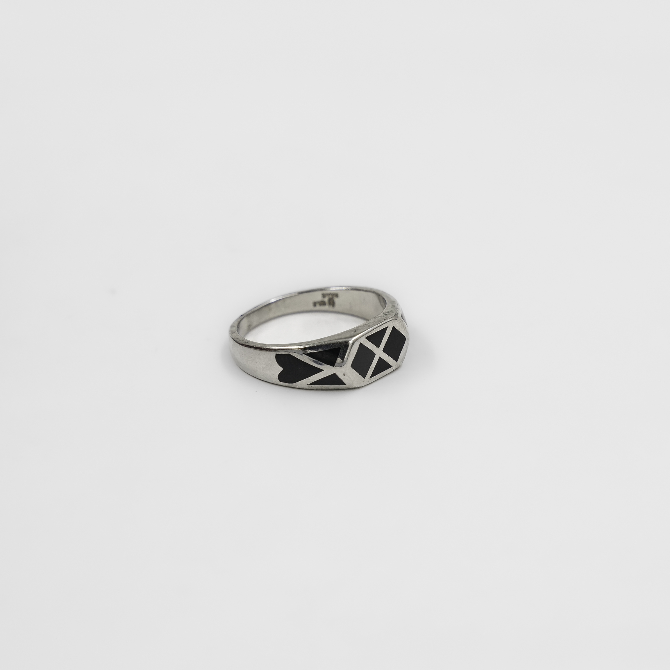 Raag Silver Jewellery - Modern Silver Ring With Geometric Black