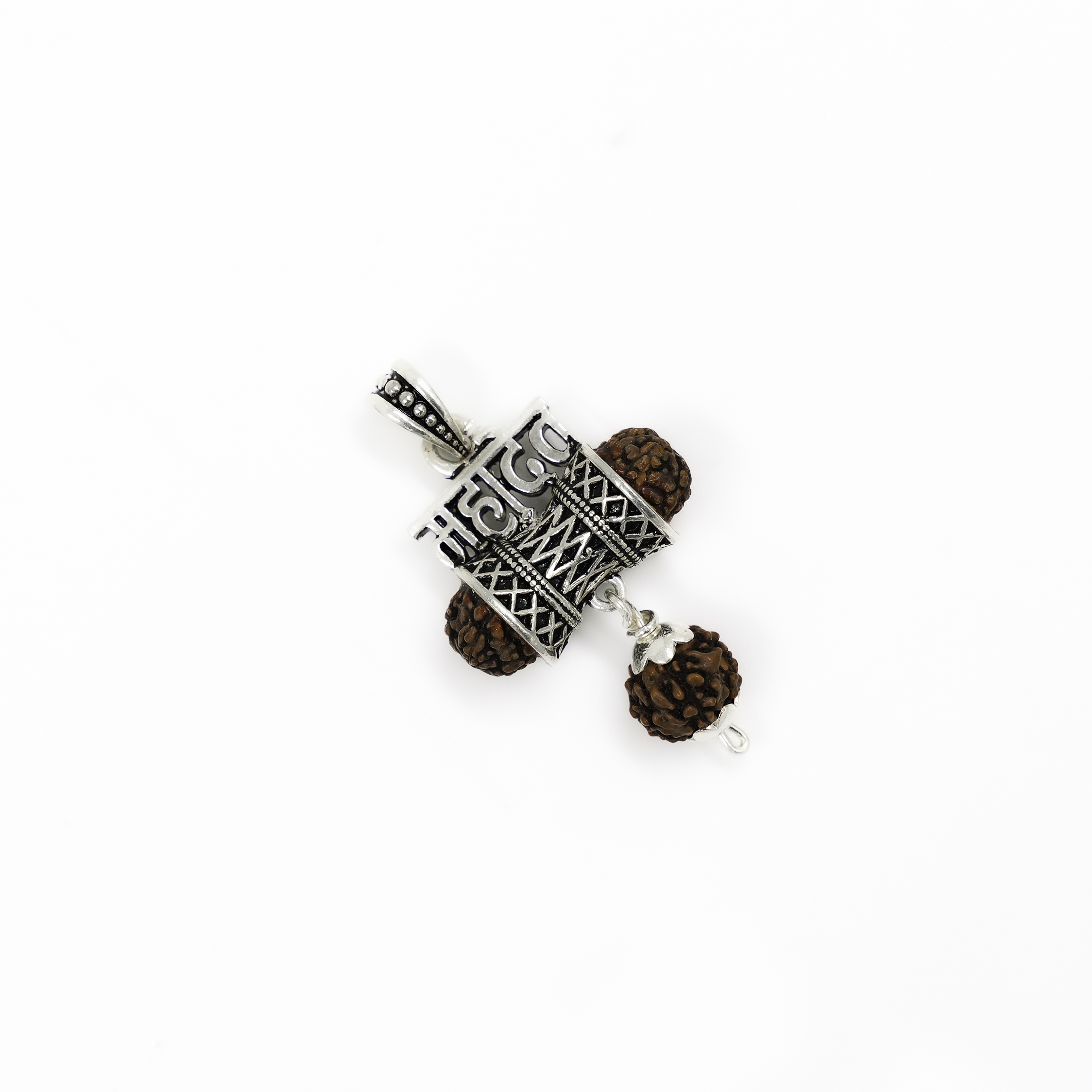 Raag Silver Jewellery - Silver Rudraksha Seed Silver-Plated Pendant Brown