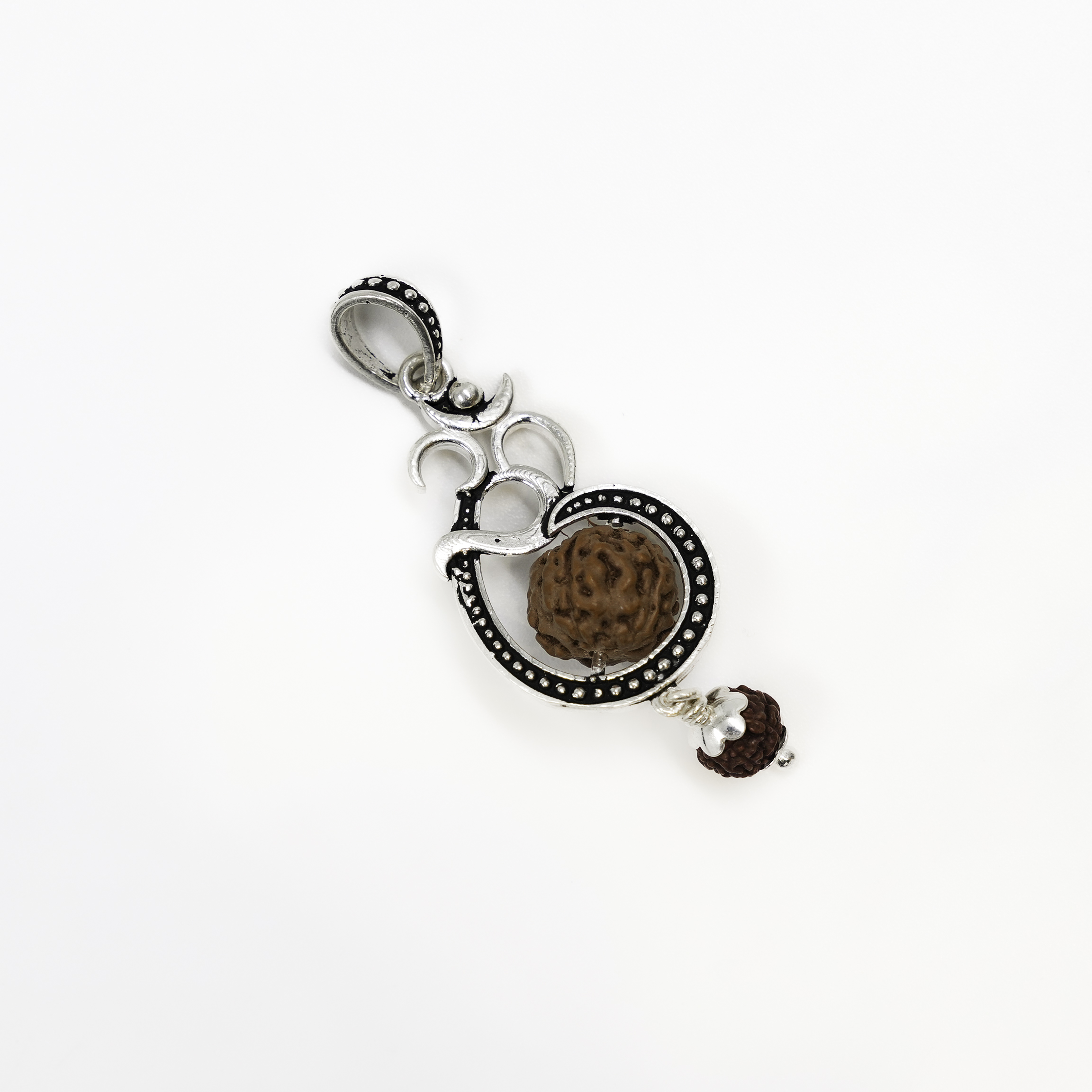 Raag Silver Jewellery - Elegant Silver Om Rudraksha Pendant Traditional