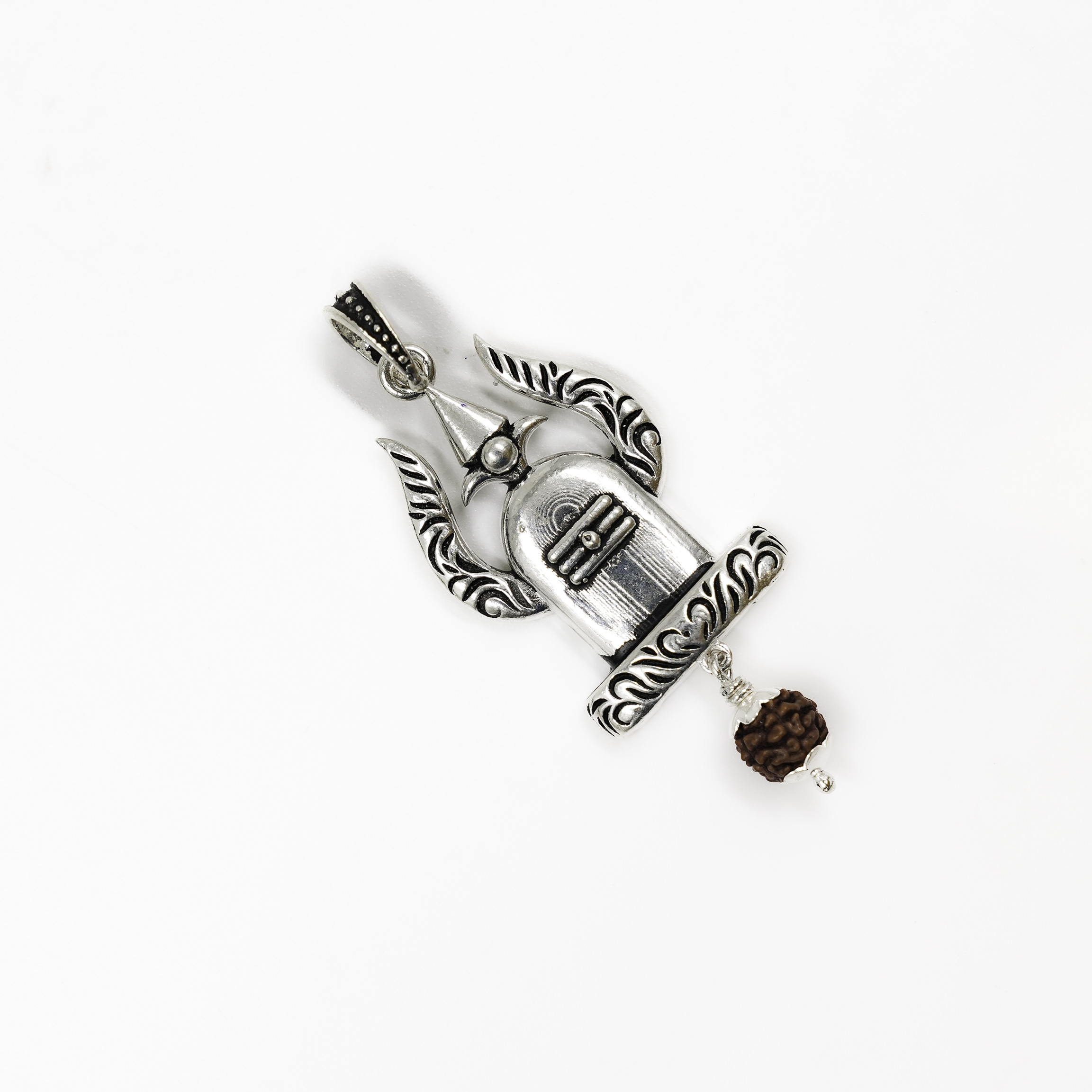 Raag Silver Jewellery - Generic Silver Trishul Lingam Pendant Necklace