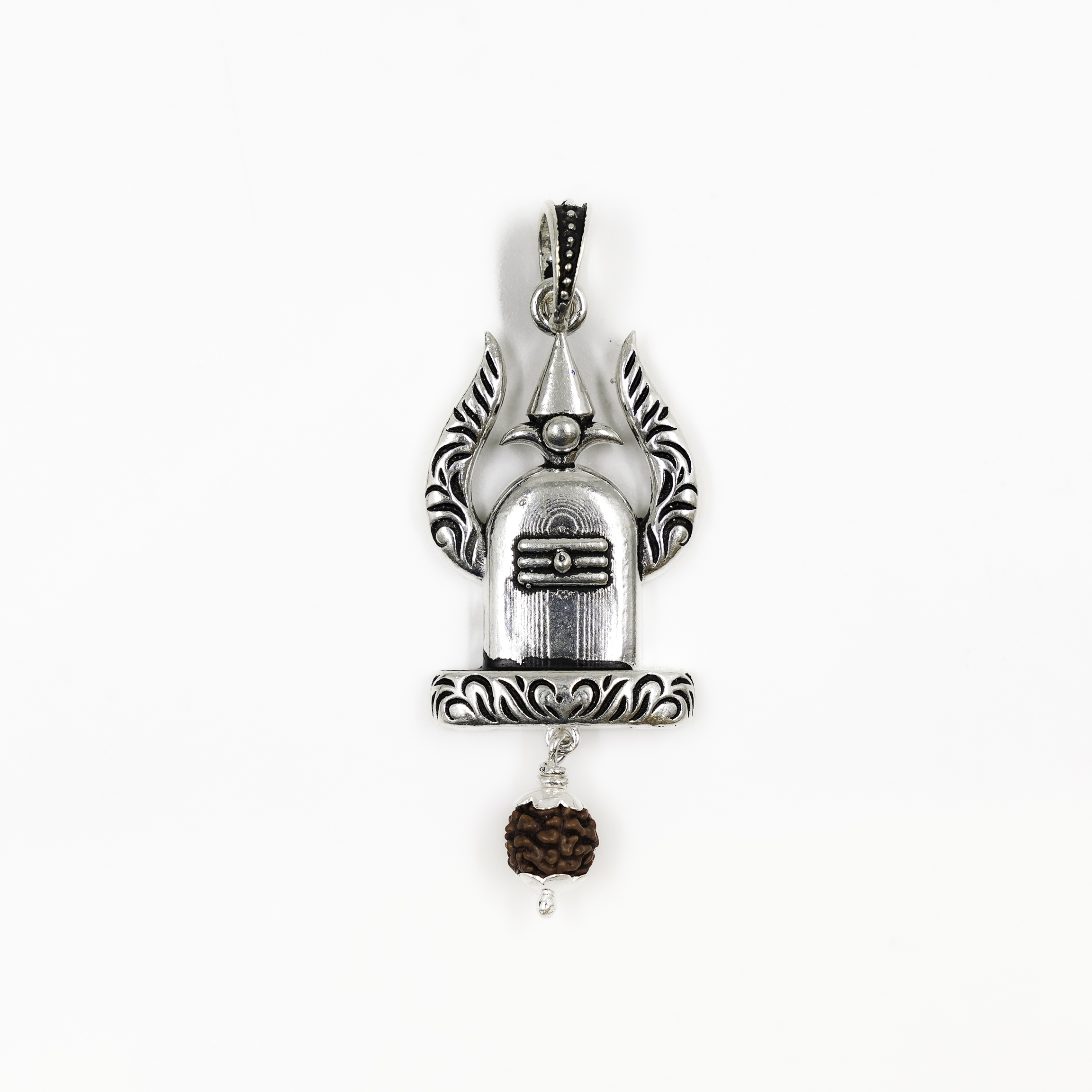 Raag Silver Jewellery - Generic Silver Trishul Lingam Pendant Necklace