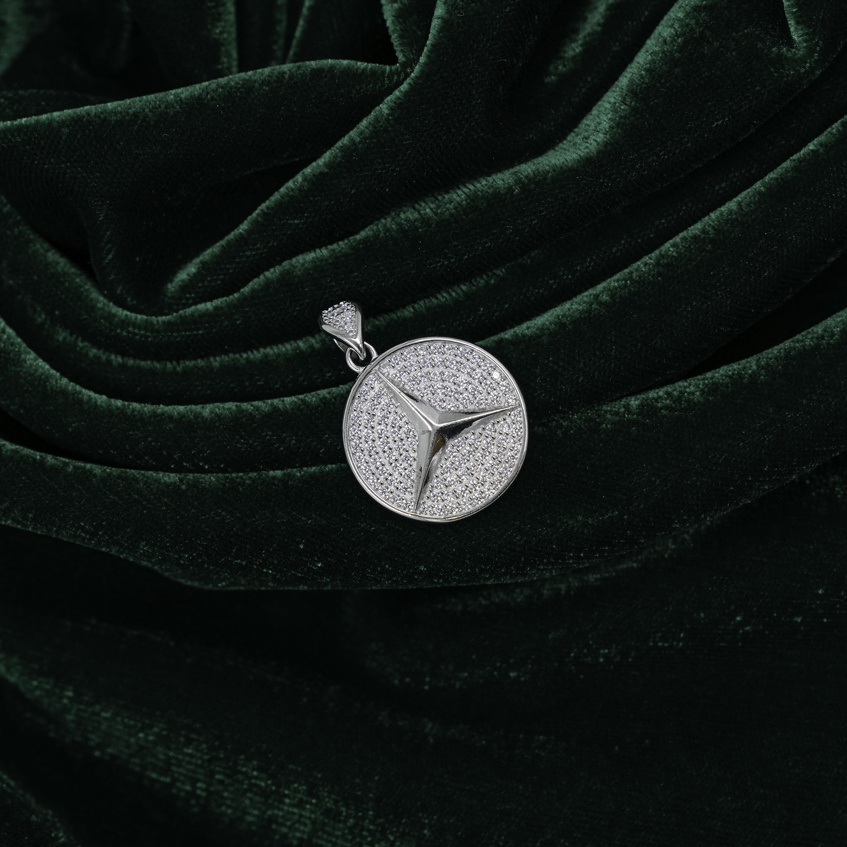 Elegant Silver Pave Set Star Pendant