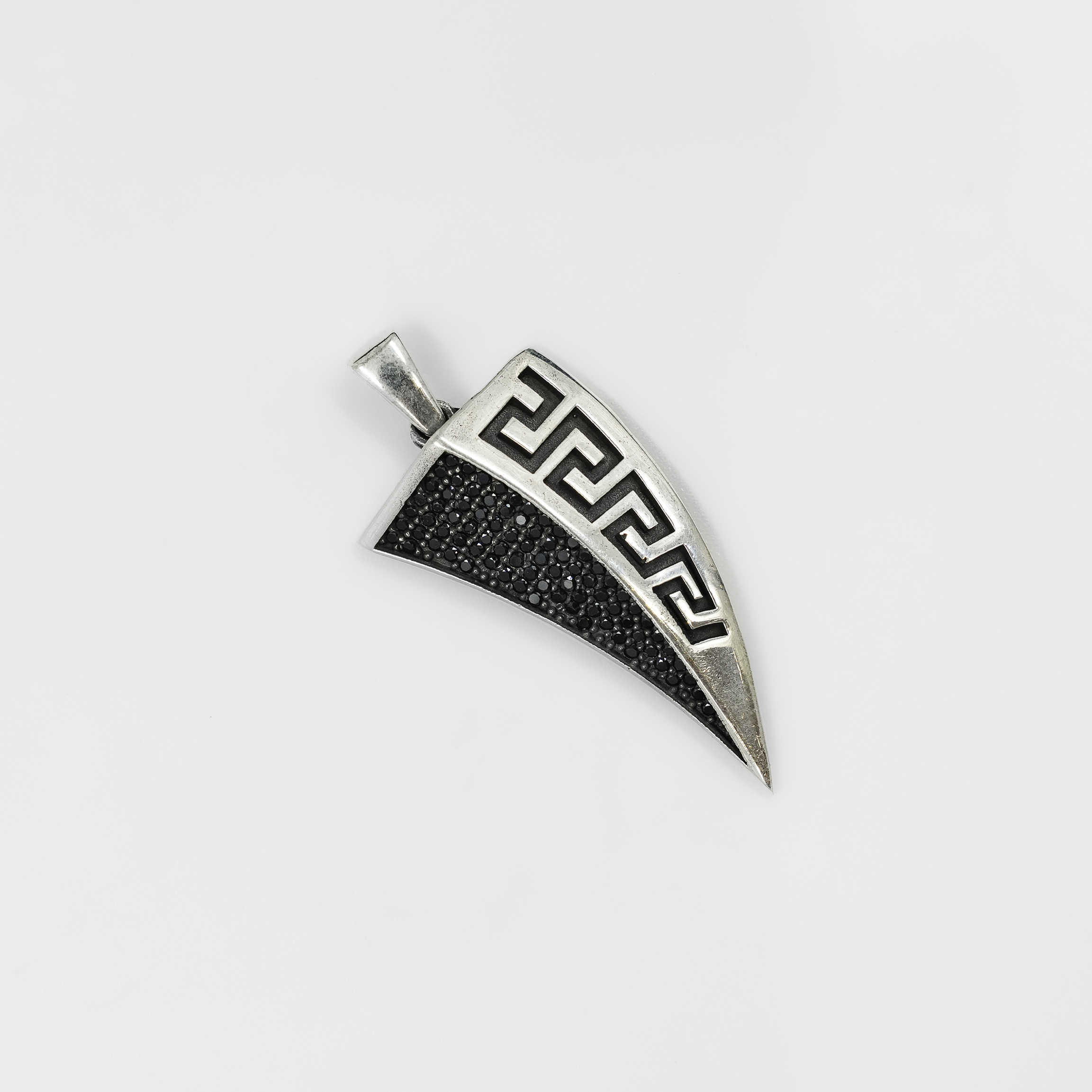 Sparkling Silver Black Stone Embellished Geometric