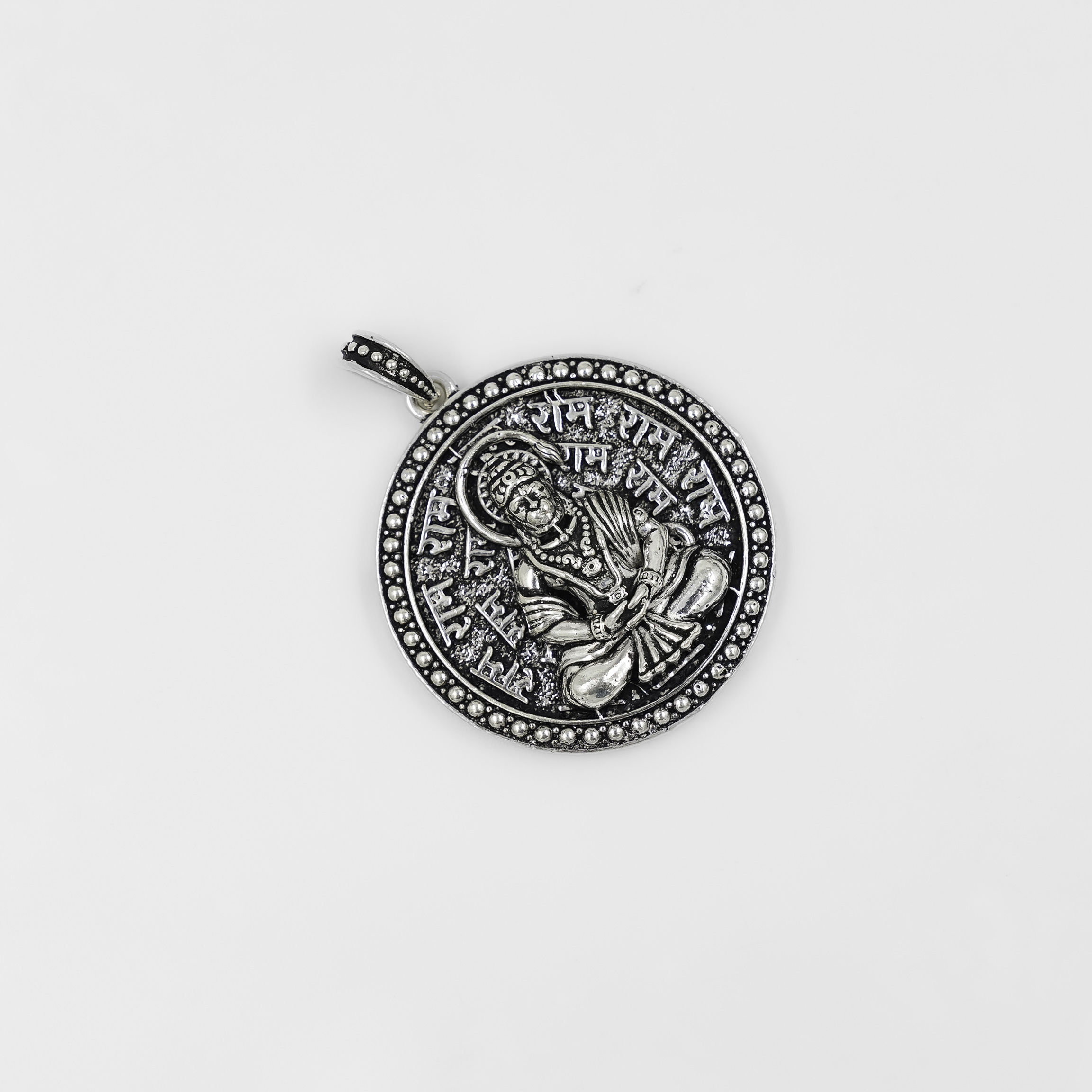 Sterling Silver Hanuman Deity Engraved Round