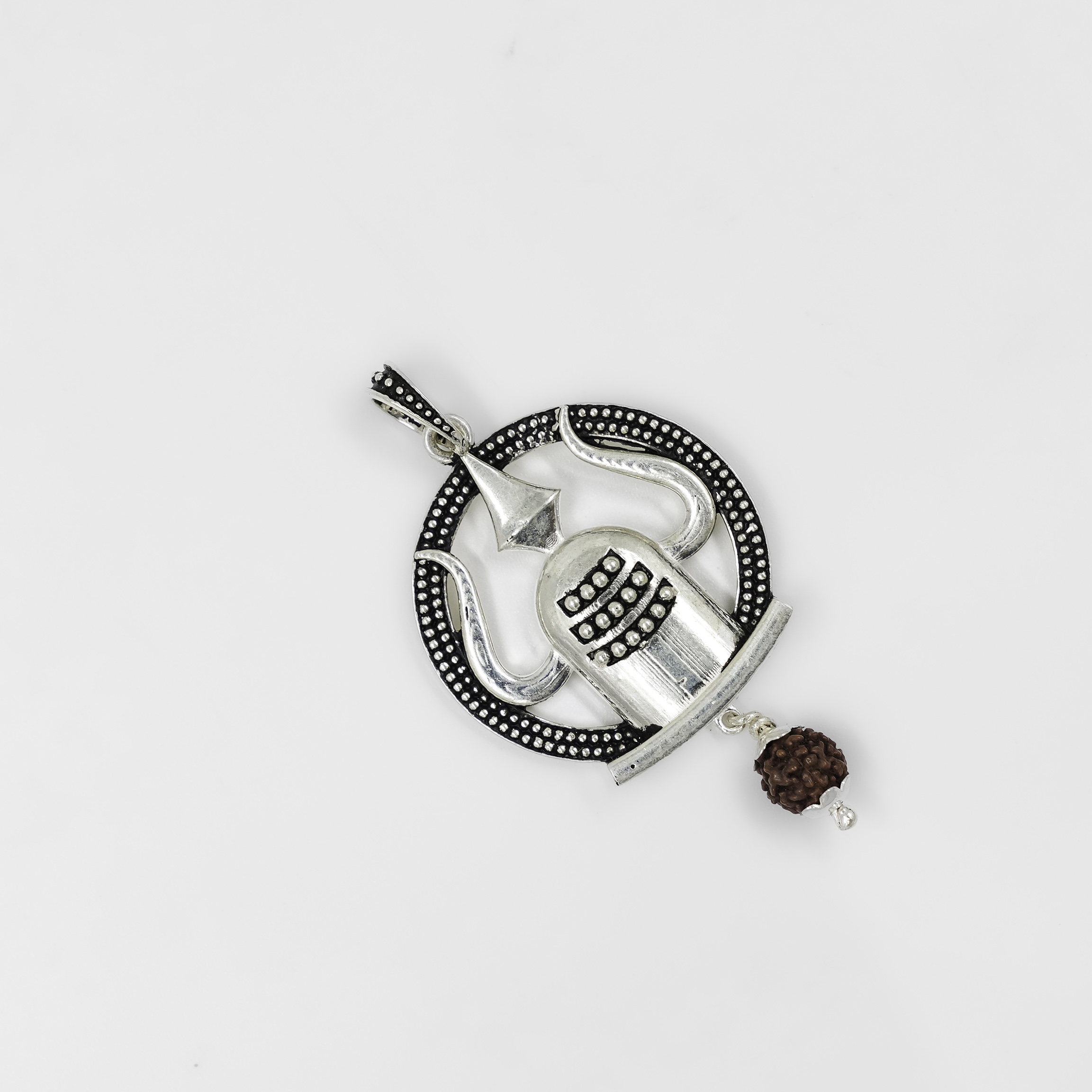 Silver Plated Shivling Pendant Necklace Rudraksha
