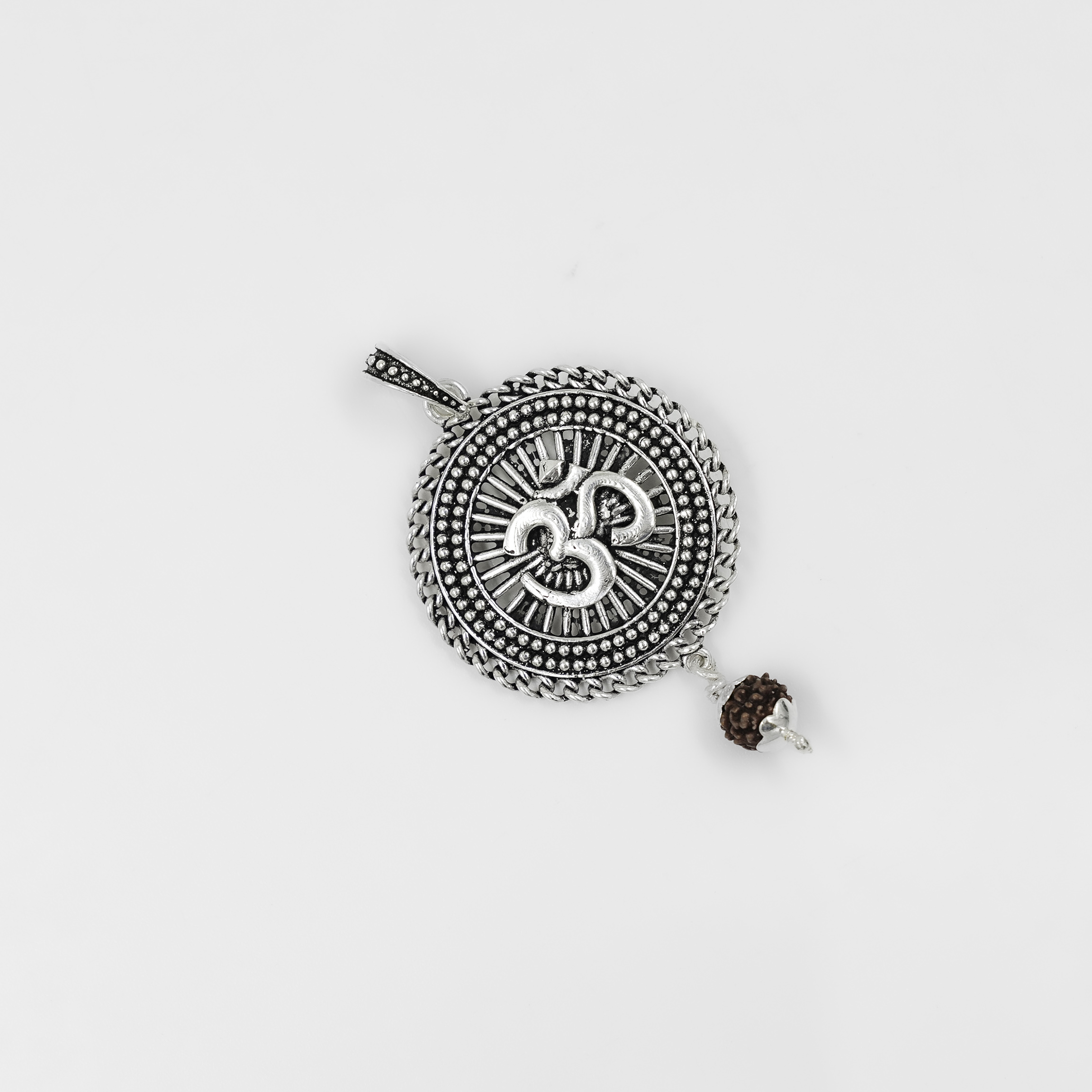Artisanal Silver Om Pendant Necklace With