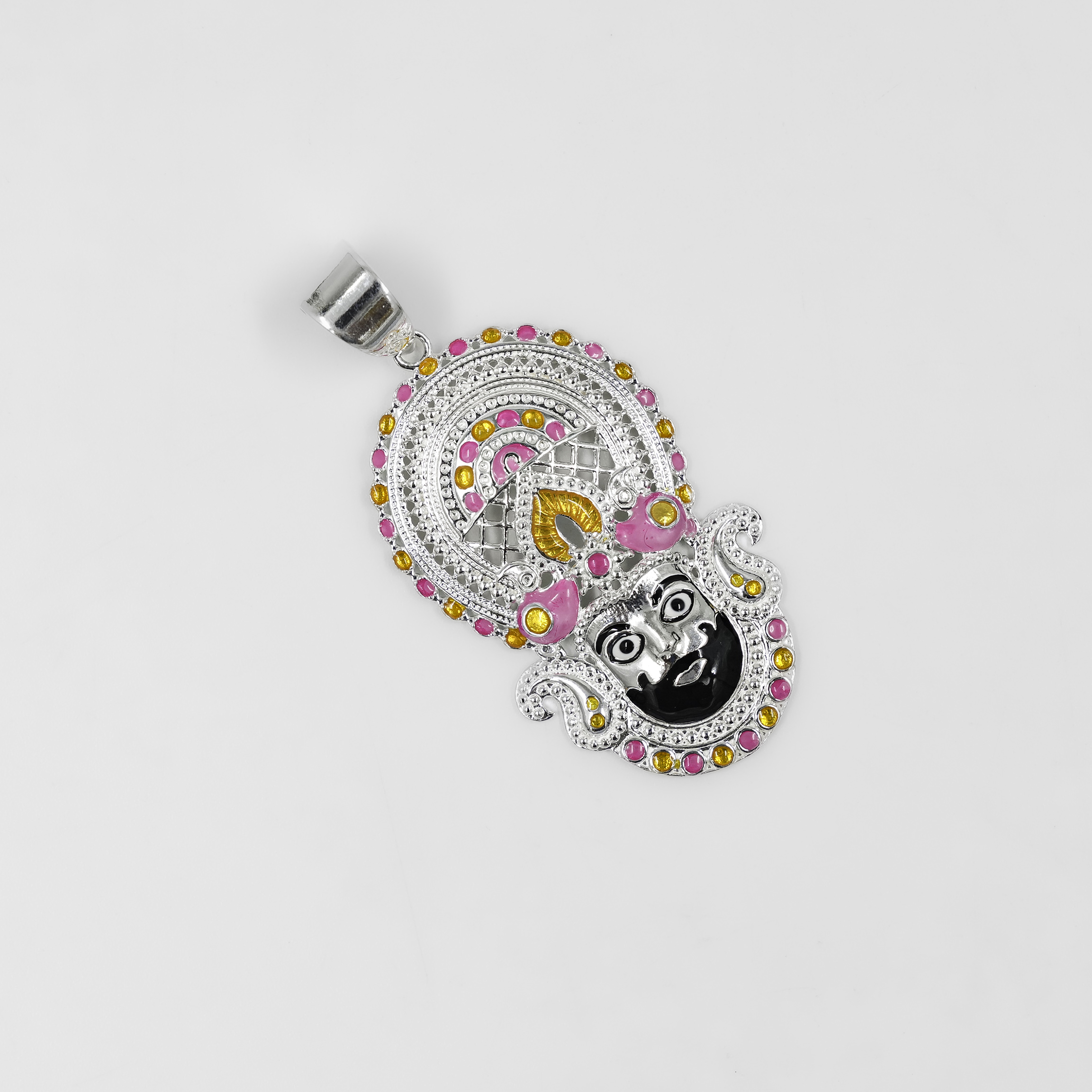 Silver Artistic Hindu Deity Pendant Necklace