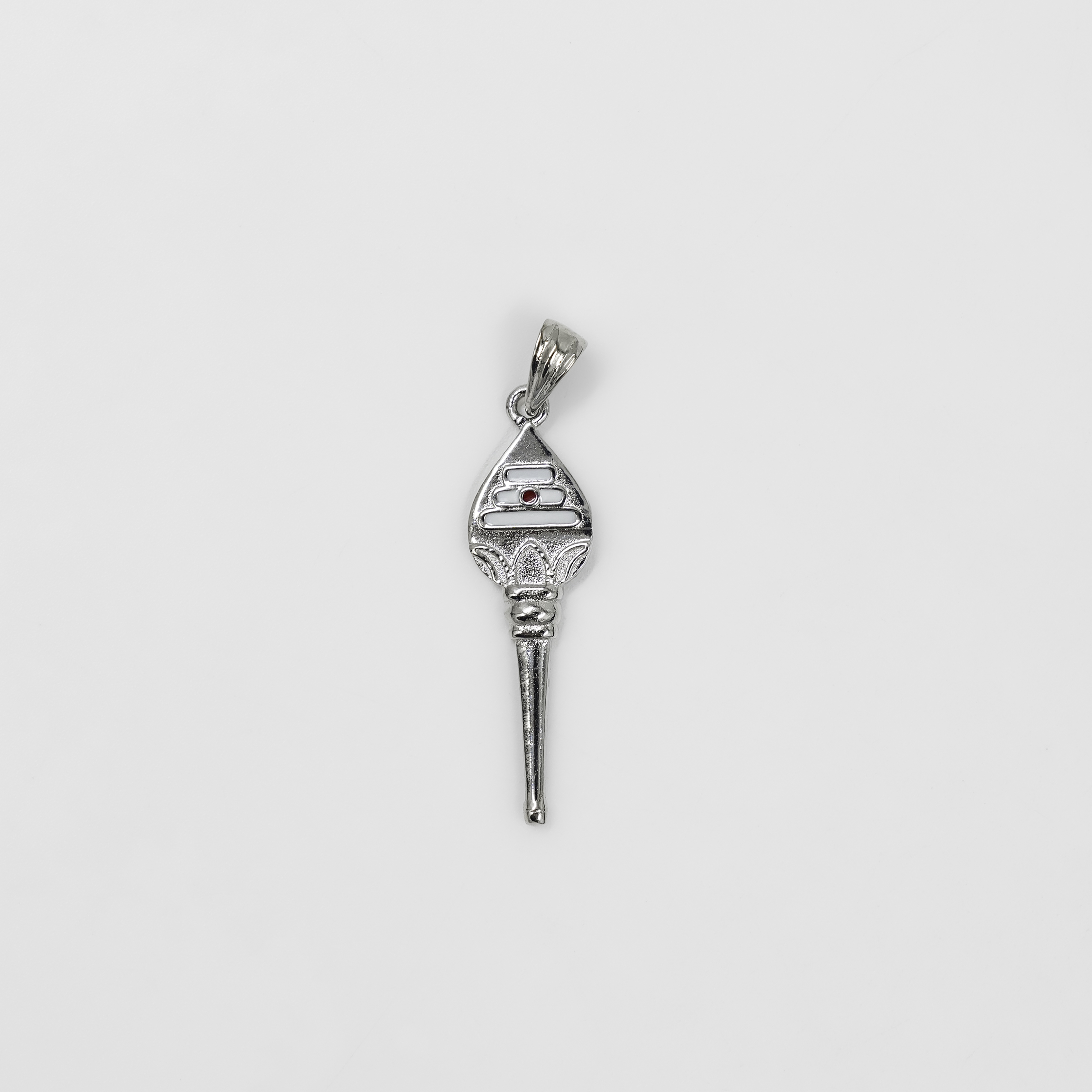 Raag Silver Jewellery - Silver Religious Trishul Pendant with Red