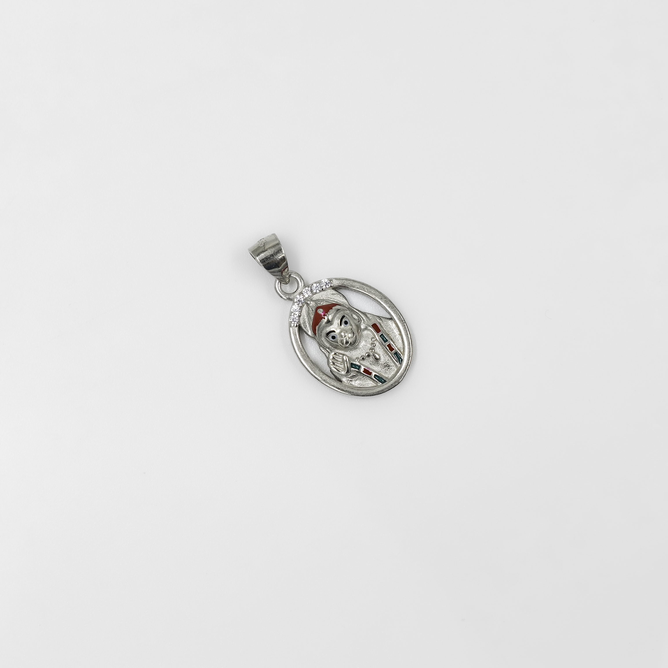 Elegant Silver Hanumaan Pendant Necklace Red