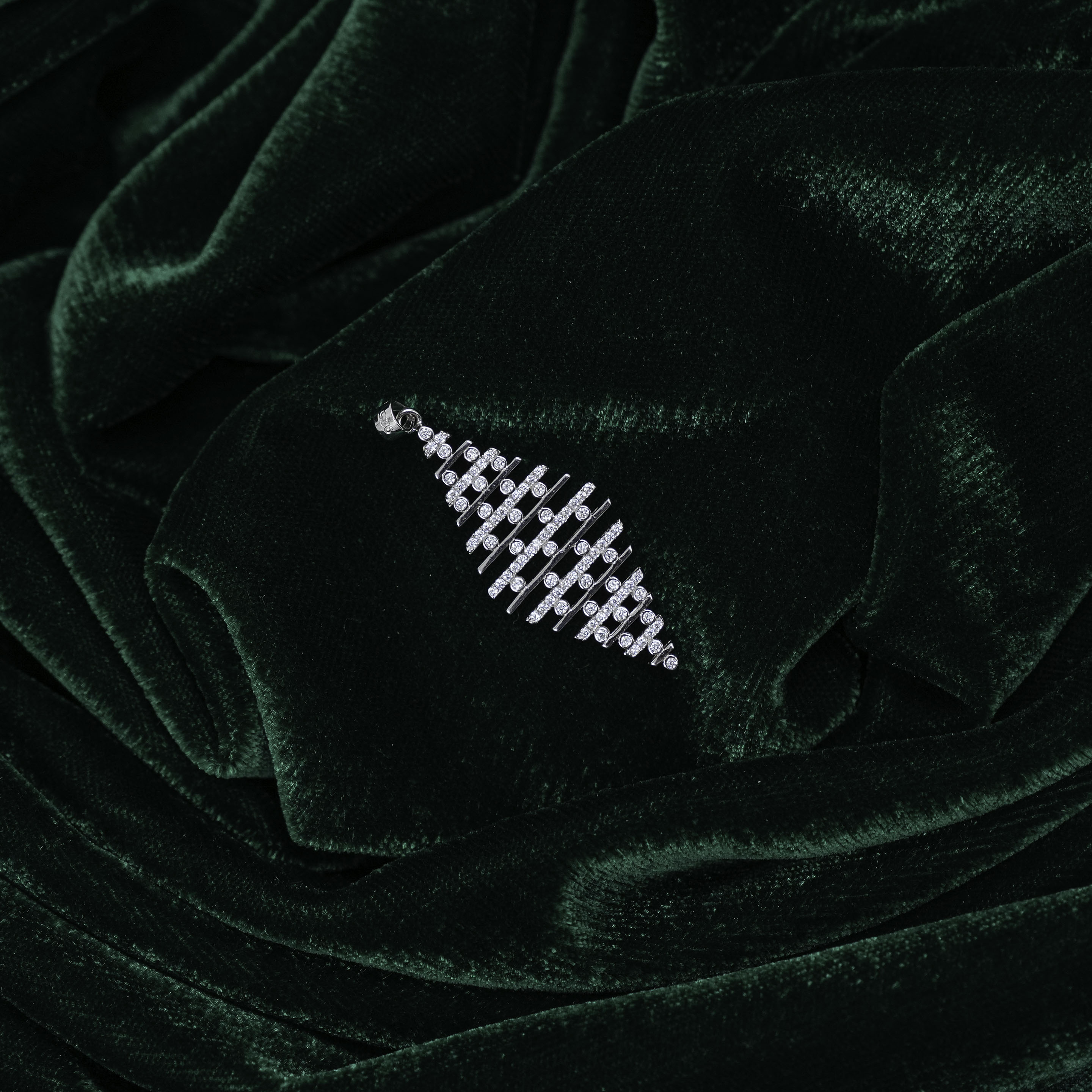 Elegant Silver Diamond Embellished Geometric Drop