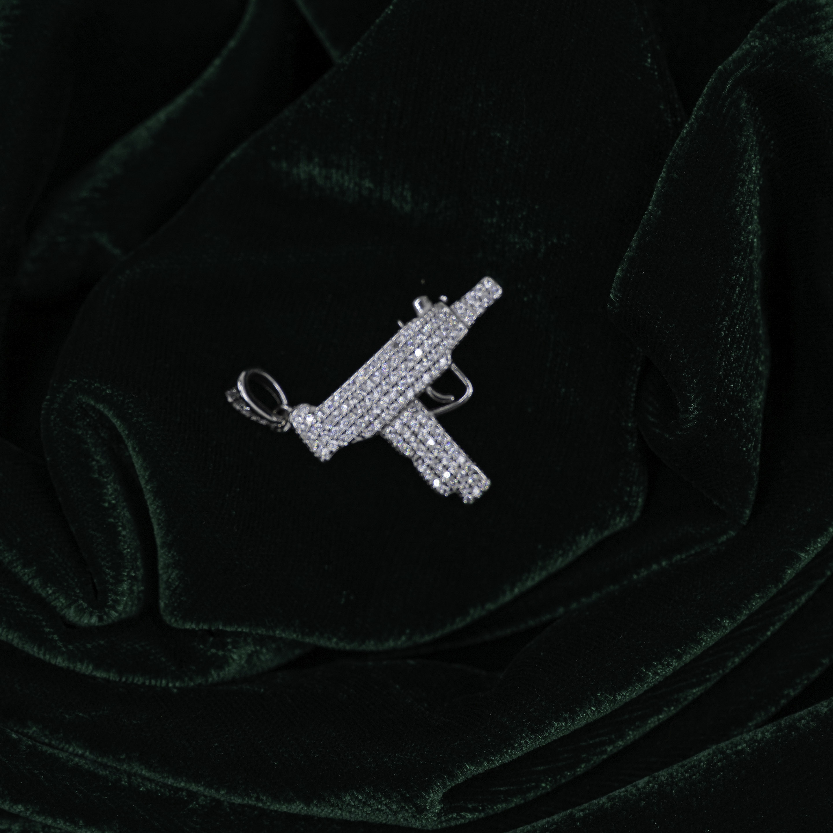 Generic Silver Diamond Gun Pendant Fashionable