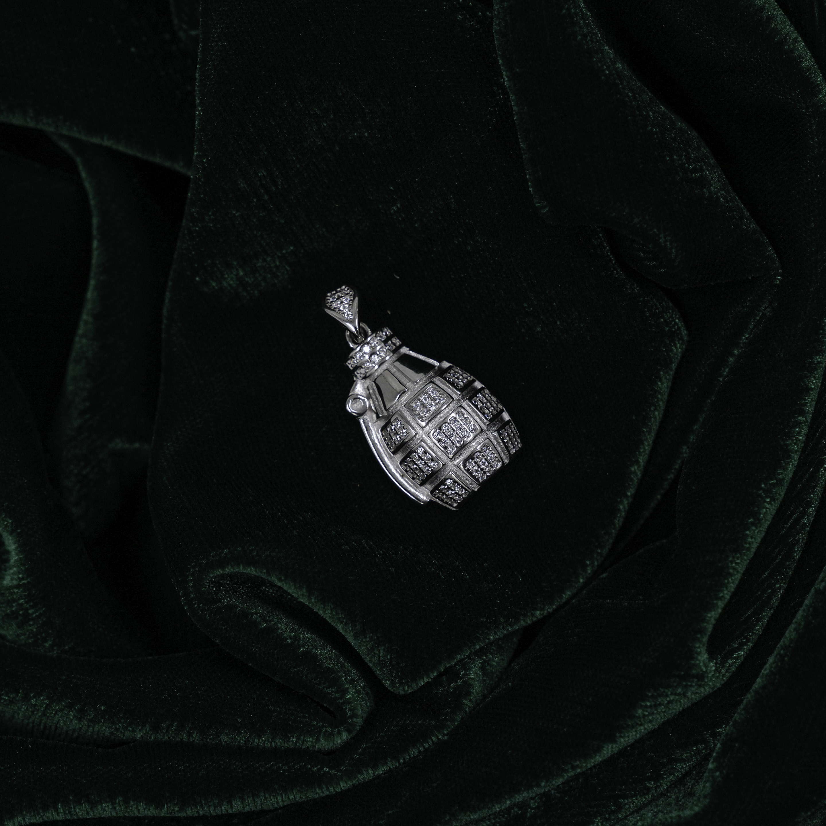 Elegant Sterling Silver Grenade Pendant Necklace