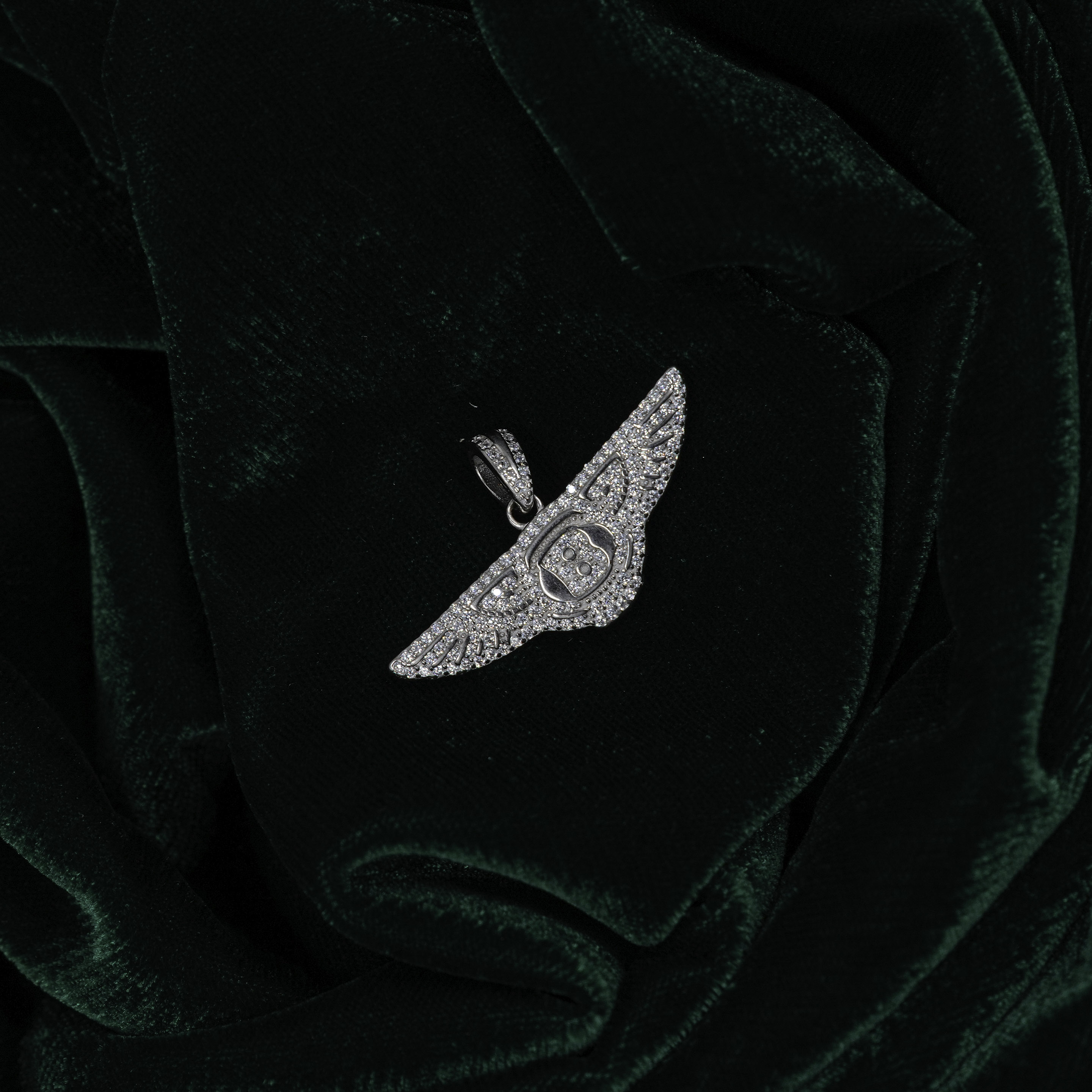 Silver Diamond Bentley Style Pendant Necklace