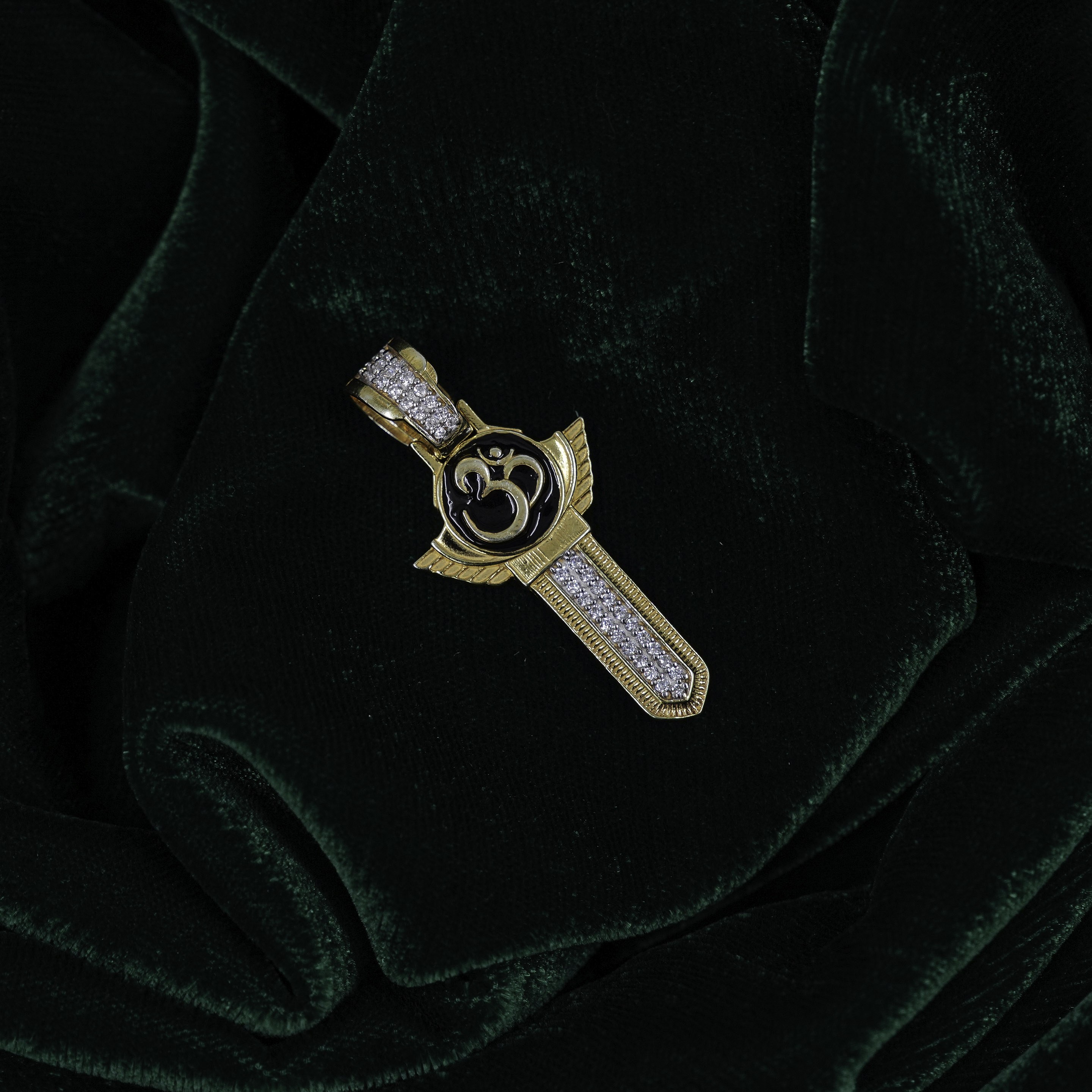 Elegant Silver and Gold Polished Silver Om Spiritual