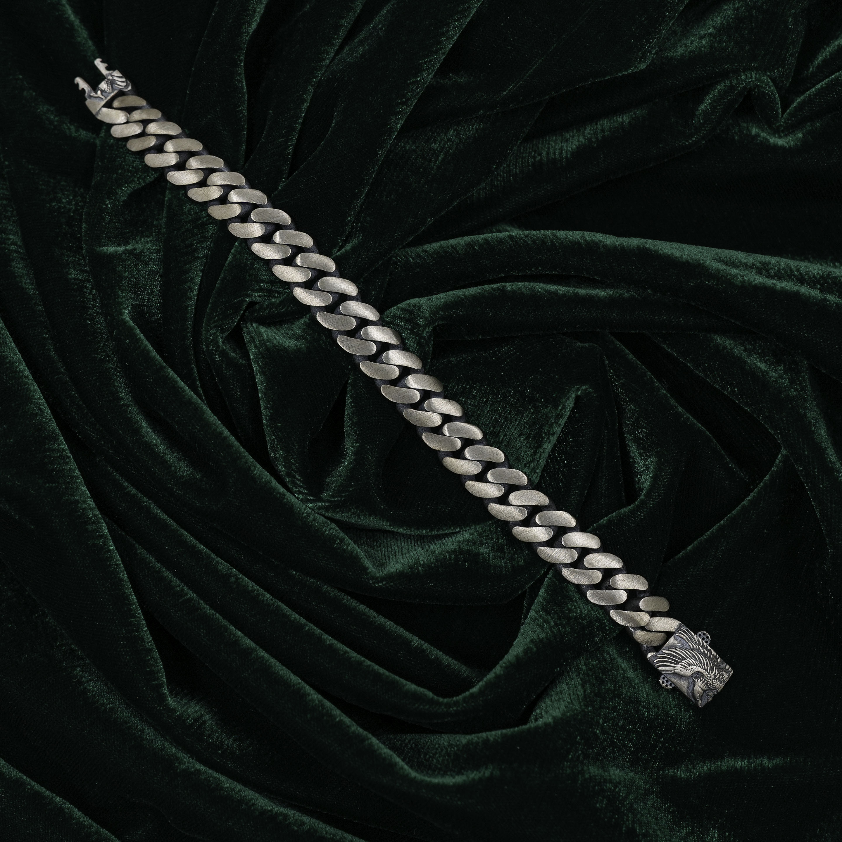 Raag Silver Jewellery - Handcrafted Silver Interlocking Link Bracelet With