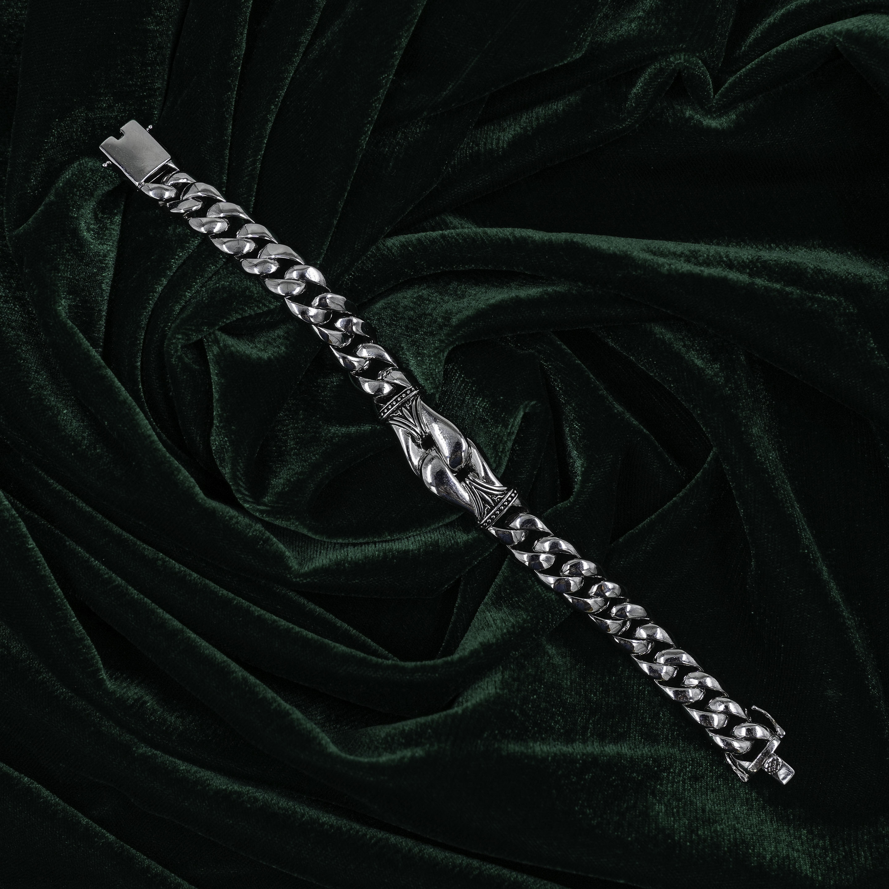 Raag Silver Jewellery - Intricate Silver Curb Chain Bracelet