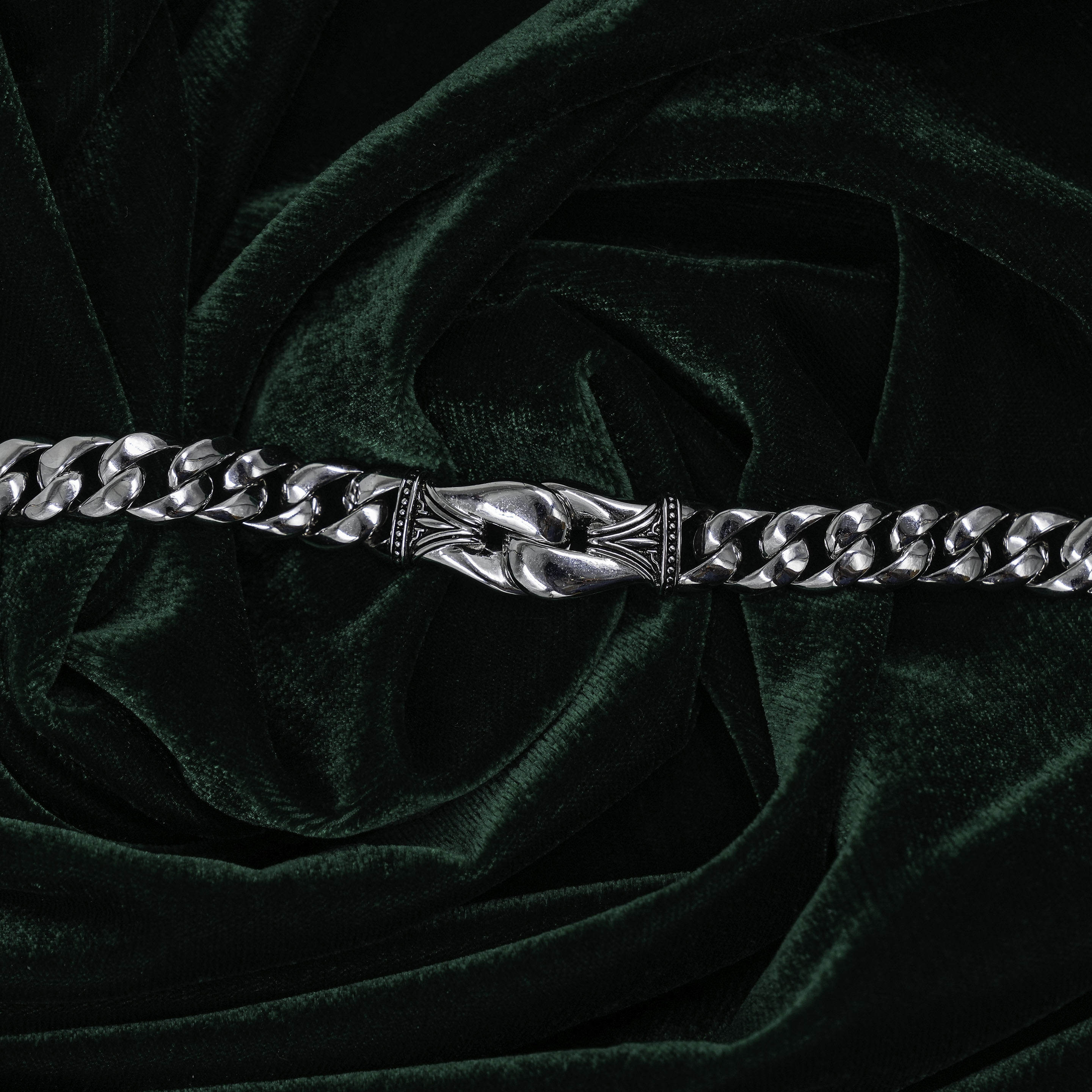 Raag Silver Jewellery - Intricate Silver Curb Chain Bracelet
