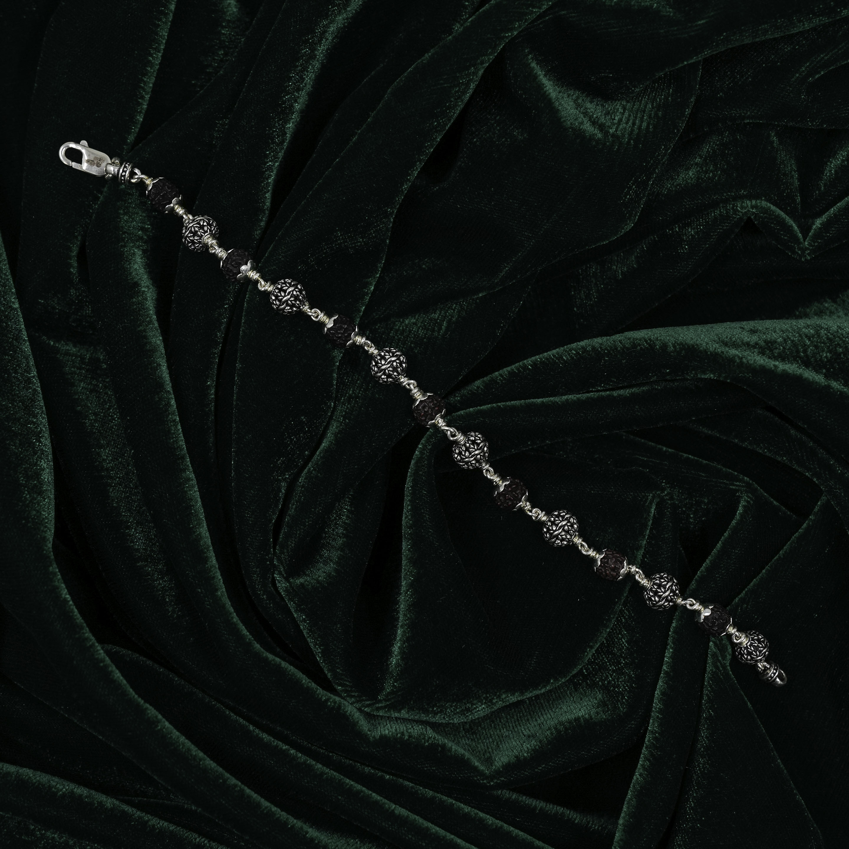 Artisan Sterling Silver Rudraksha Beaded Bracelet