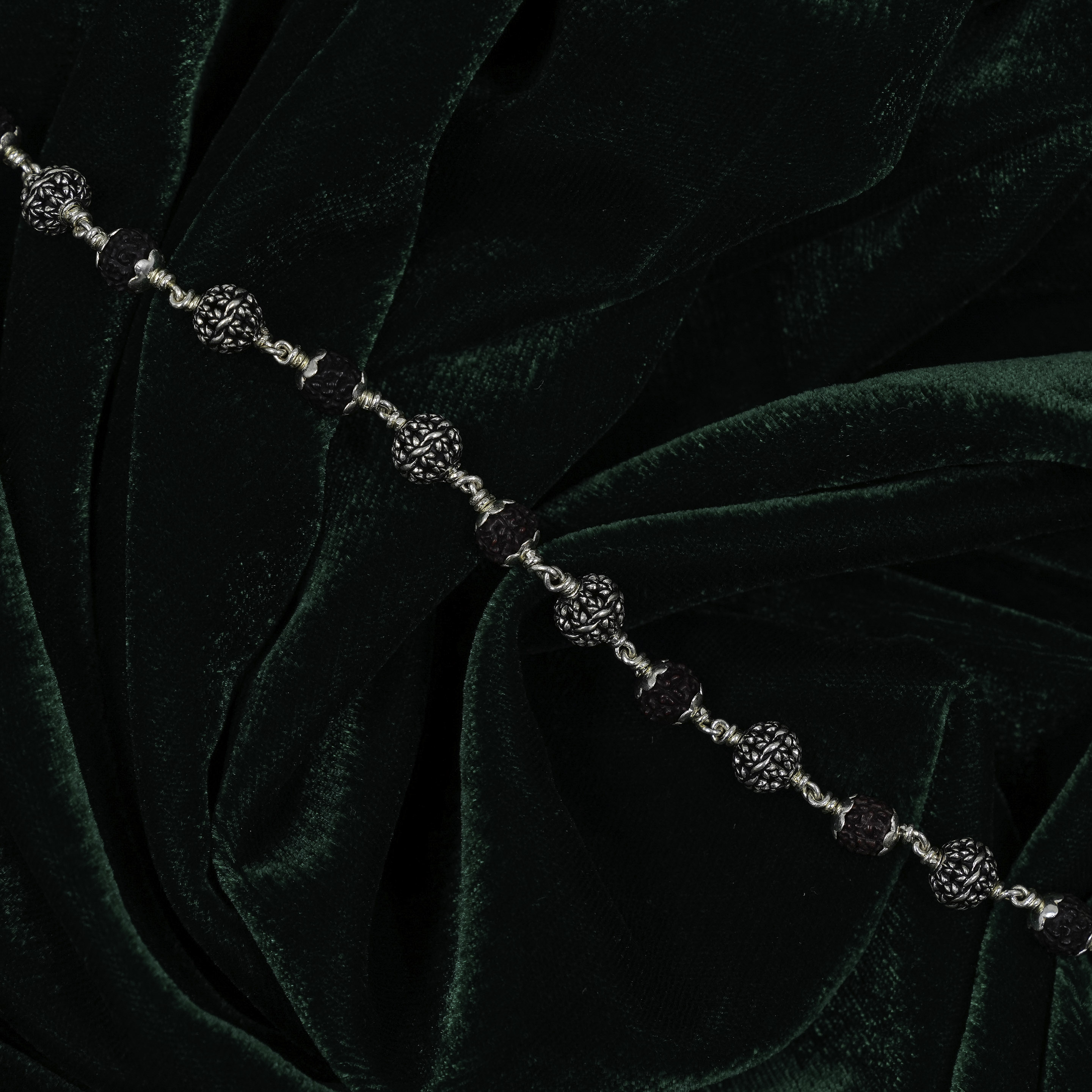 Raag Silver Jewellery - Artisan Sterling Silver Rudraksha Beaded Bracelet