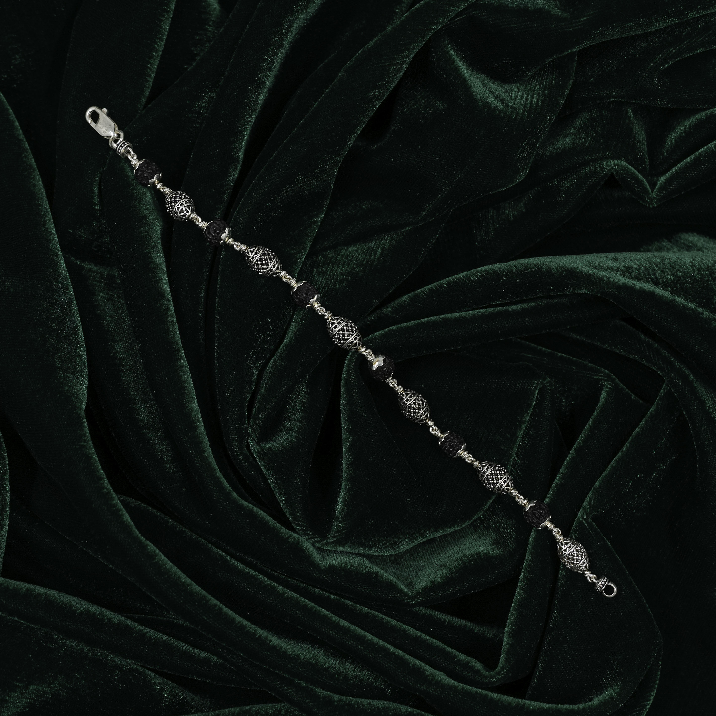 Artisan Silver Bracelet with Black Stone