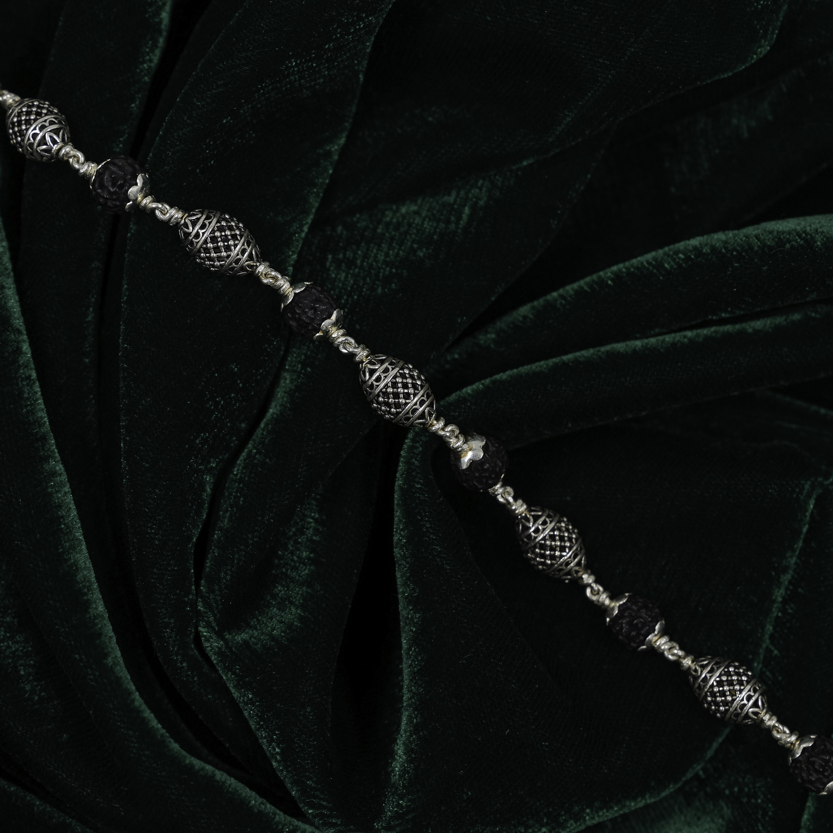 Raag Silver Jewellery - Artisan Silver Bracelet with Black Stone