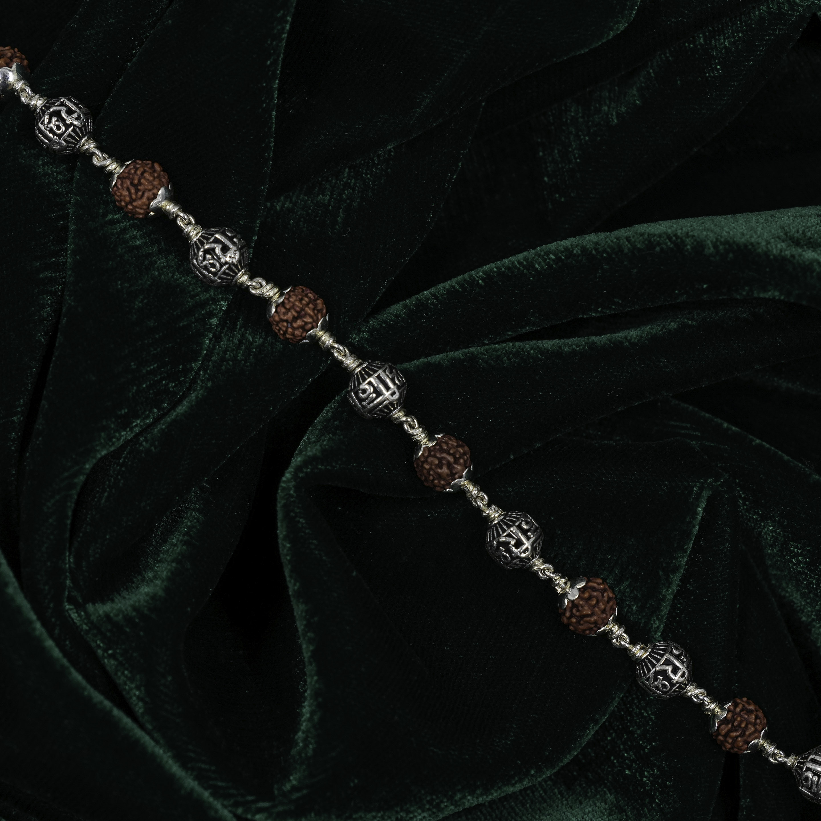 Raag Silver Jewellery - Silver Oxidised Rudraksha Bead Bracelet Traditional