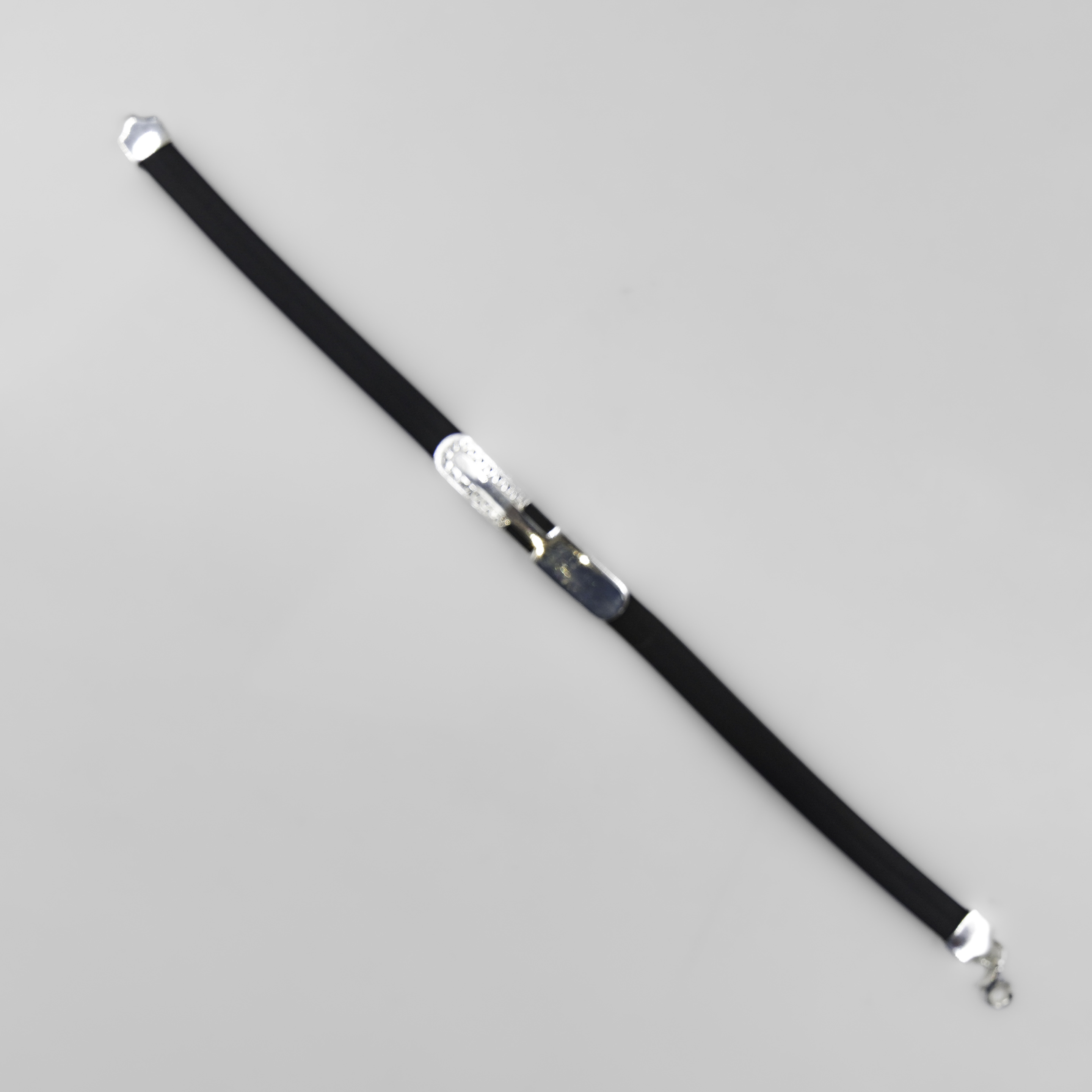 Elegant Silver Plated Black Rubber Cord