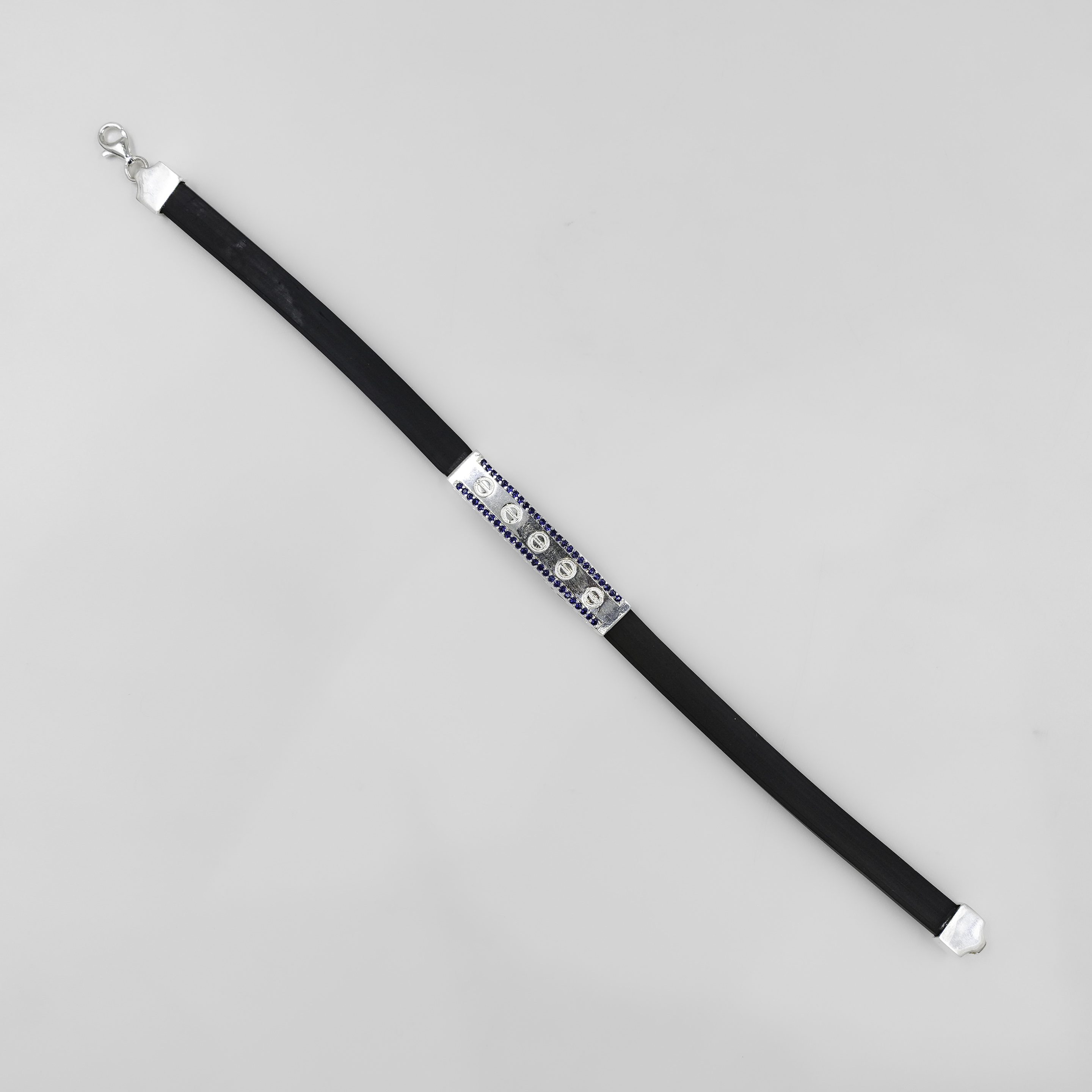 Elegant Sterling Silver Black Rubber Bracelet